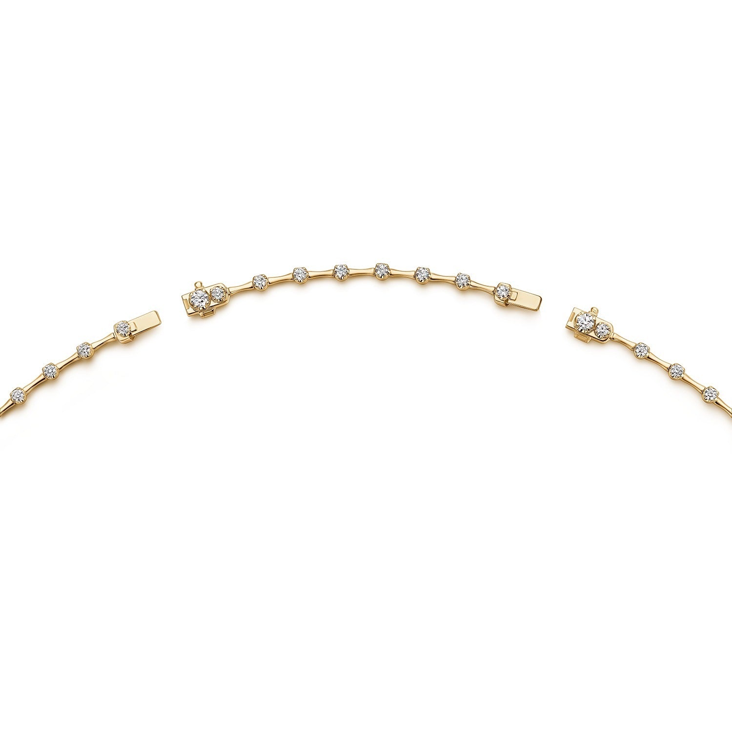 Video Thumbnail: Hearts on Fire Yellow Gold 18 Cascade Diamond Station Line Necklace 2 - Hearts on Fire 18k Yellow Gold 18" Cascade Diamond Station Line Neckla