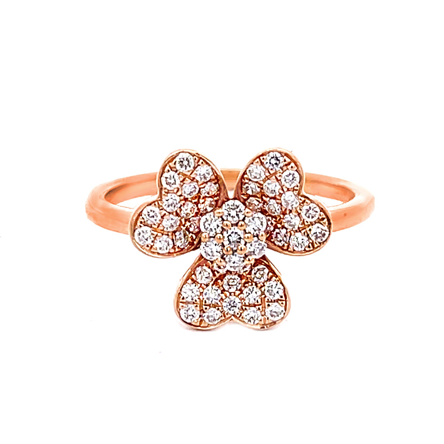 Howard 14K Rose Gold Flower Ring Pave Diamonds 0.41CTW