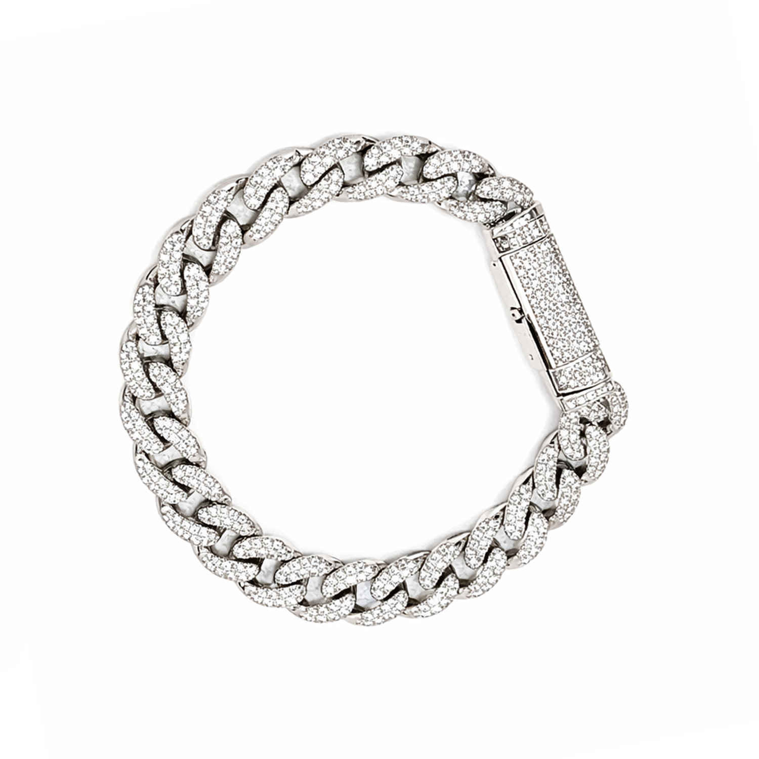 Howard 14K White Gold 7" Diamond-Set Cuban Bracelet 4.07cttw