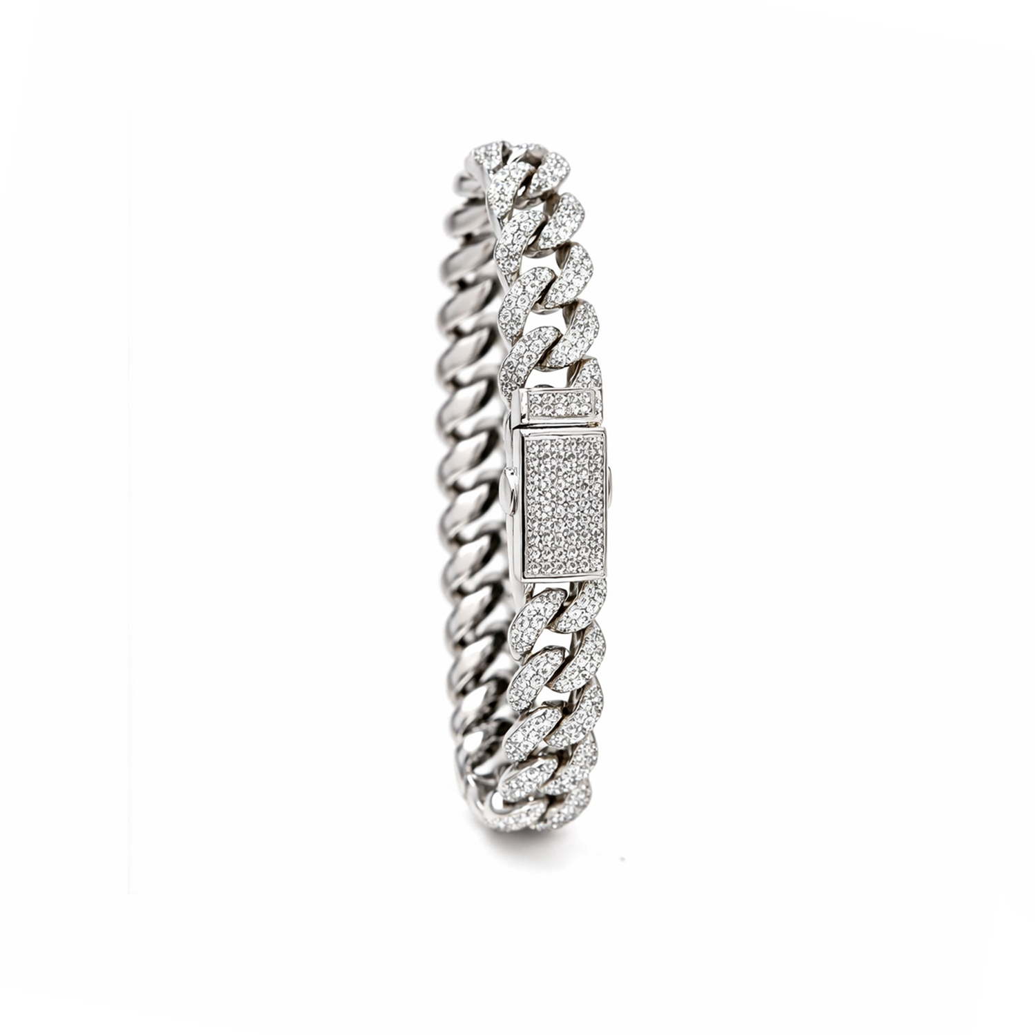 Video Thumbnail: Howard White Gold 7 Diamond Set Cuban Bracelet 4 5807 - Howard 14k White Gold 7" Diamond-set Cuban Bracelet 4.07cttw