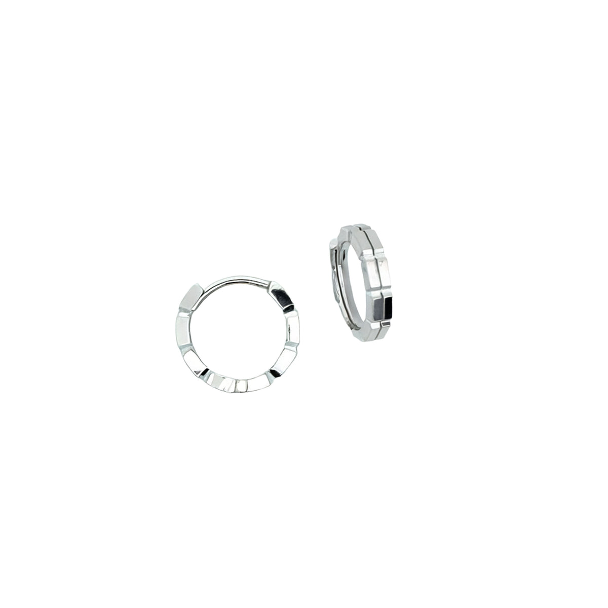 Howard 14K White Gold Geometric Huggie Earrings