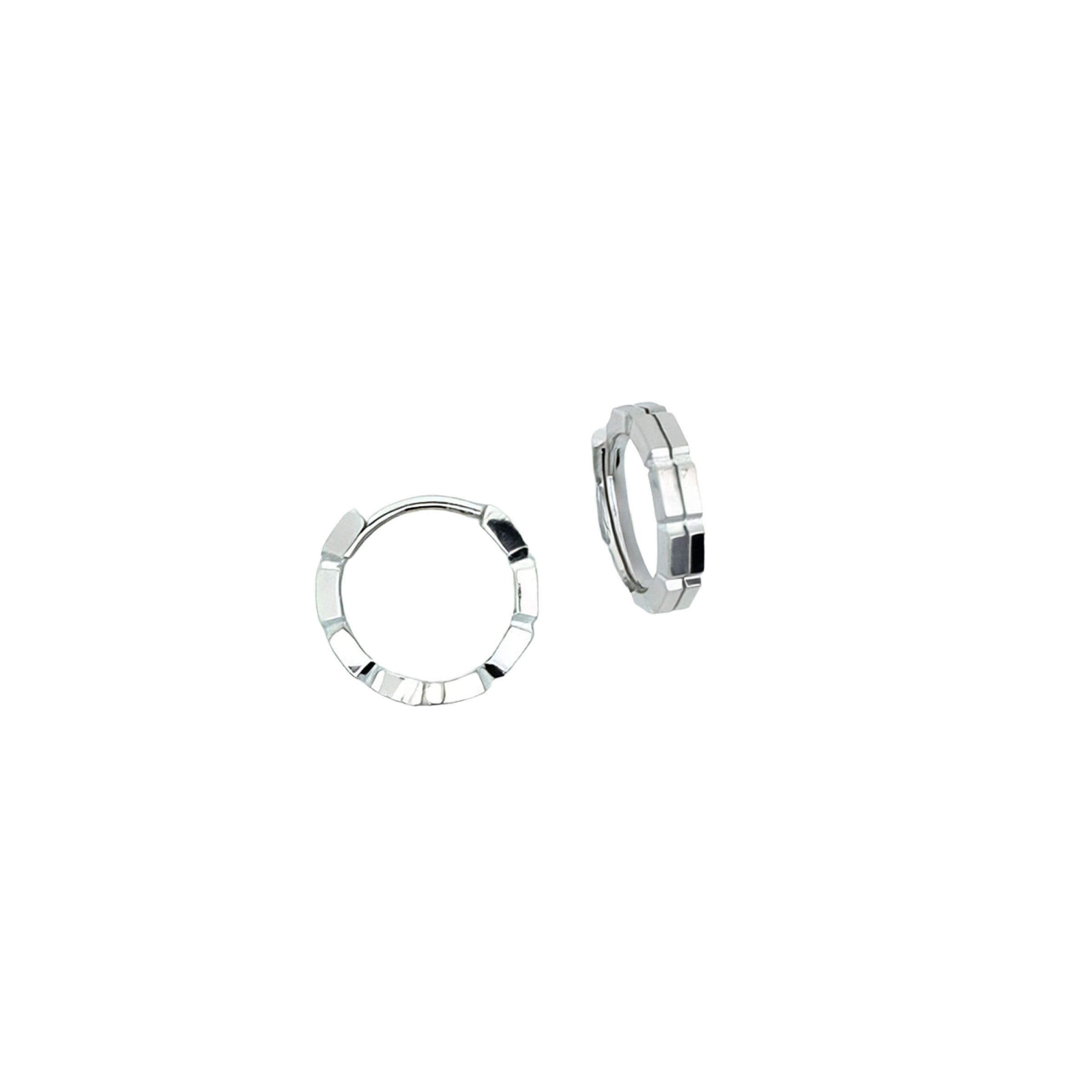 Video Thumbnail: Howard White Gold Geometric Huggie Earrings - Howard 14k White Gold Geometric Huggie Earrings
