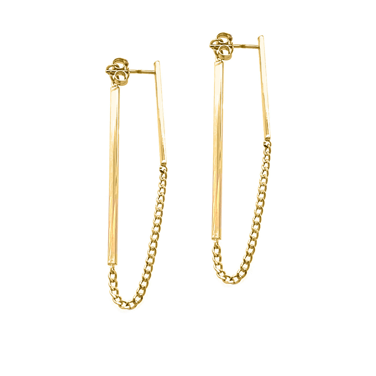 Video Thumbnail: Howard Yellow Gold Bar Chain Drop Earrings - Howard 14k Yellow Gold Bar Chain Drop Earrings