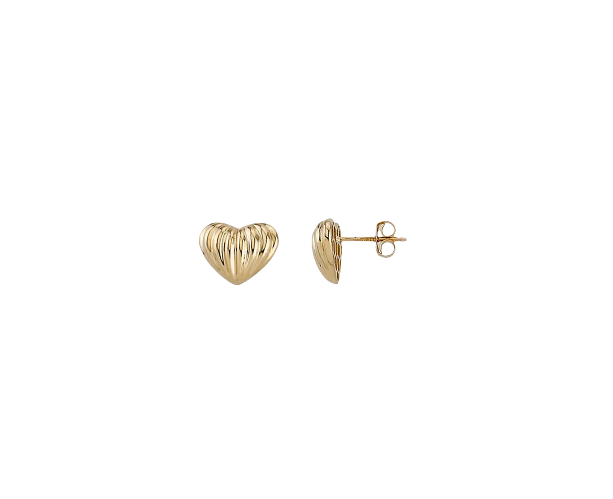 Howard 14K Yellow Gold Fluted Heart Stud Earrings