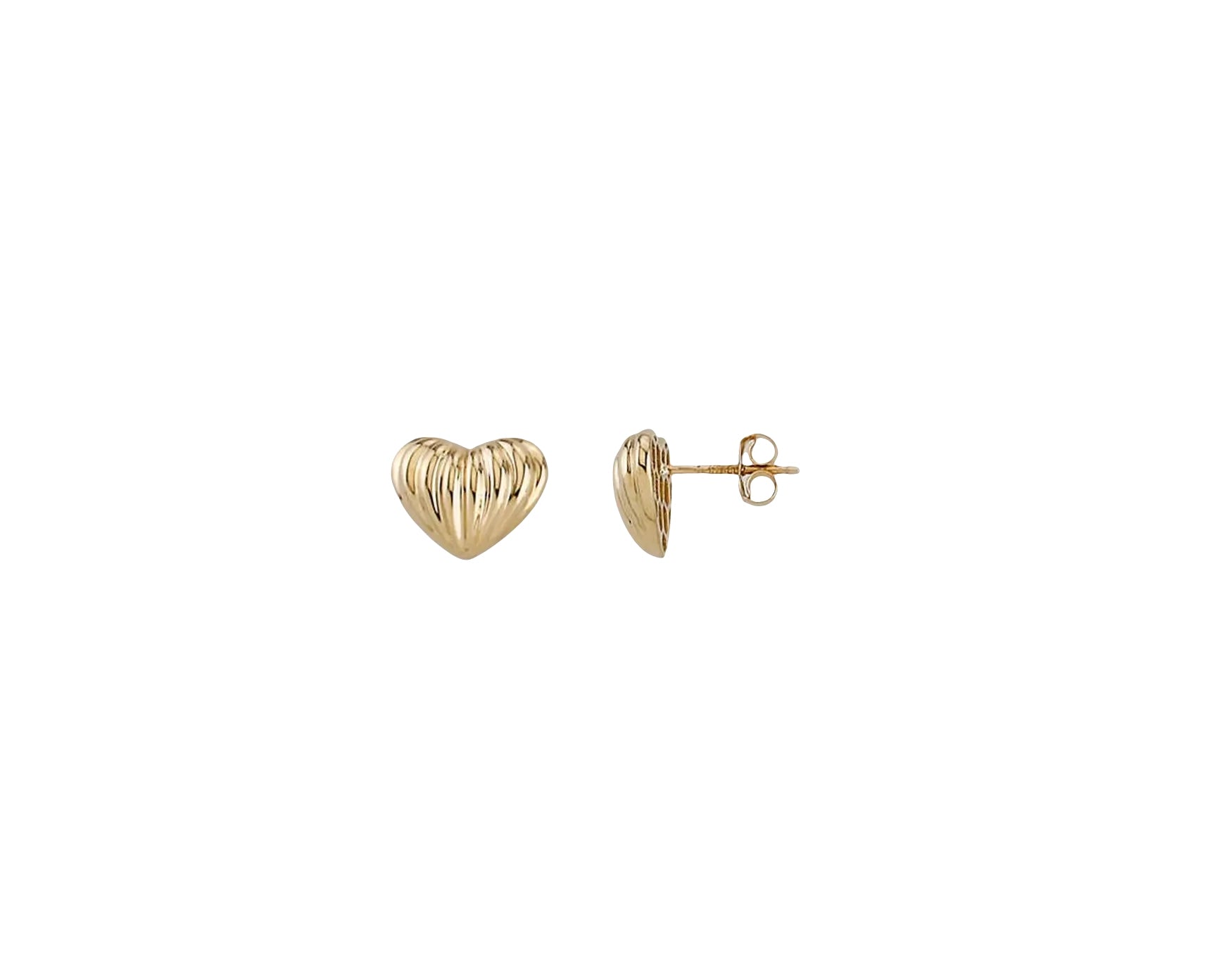 Video Thumbnail: Howard Yellow Gold Fluted Heart Stud Earrings - Howard 14k Yellow Gold Fluted Heart Stud Earrings