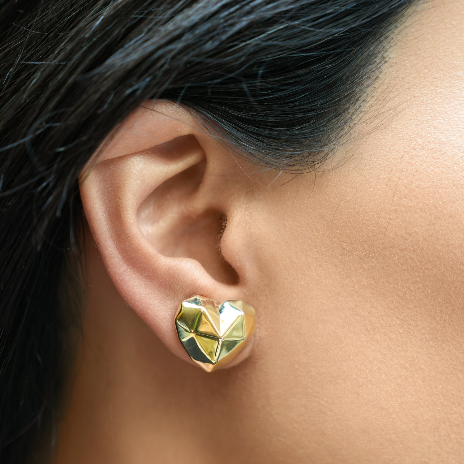 Howard 14K Yellow Gold Geometric Heart Stud Earrings