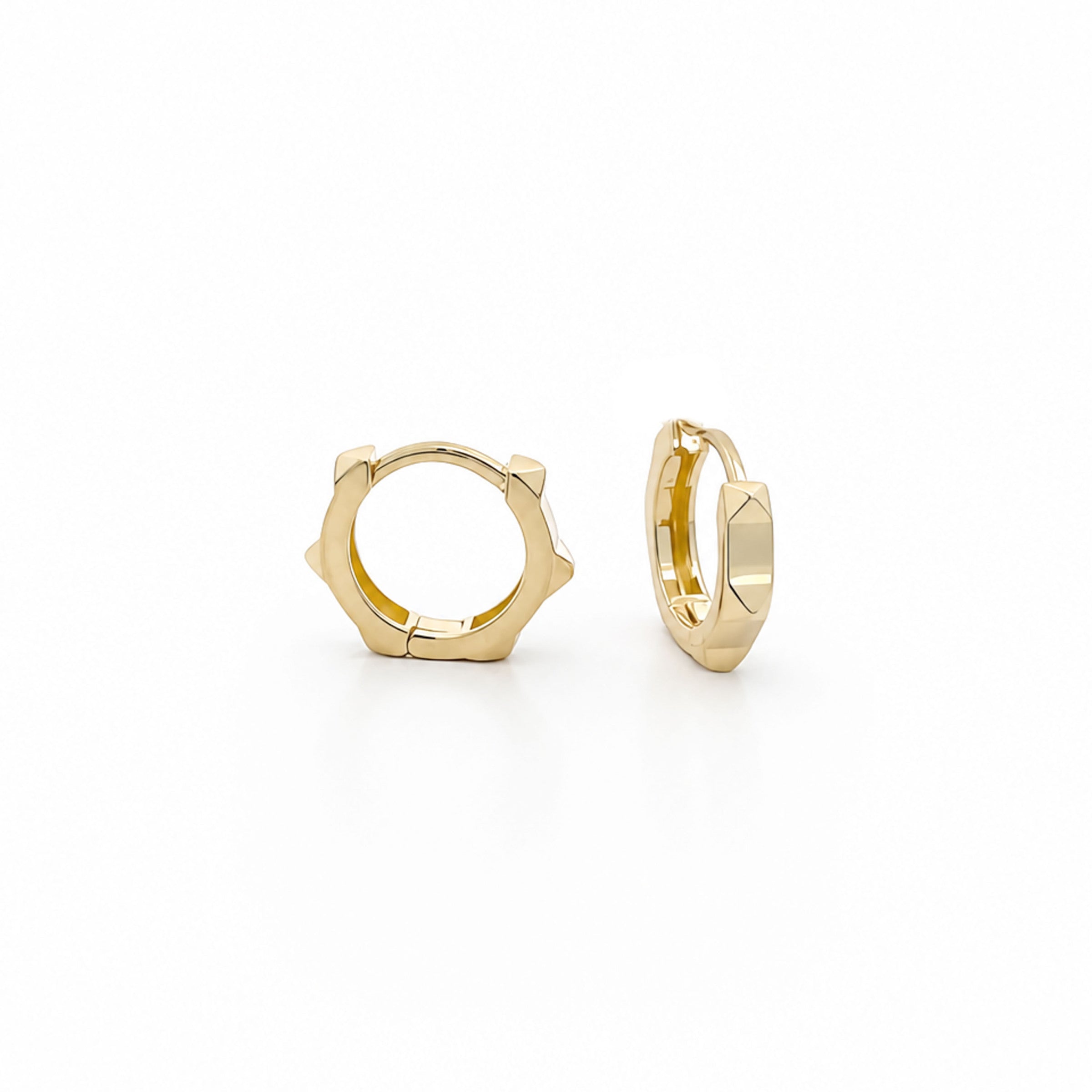 Video Thumbnail: Howard Yellow Gold Geometric Hoop Earrings 4504 - Howard 14k Yellow Gold Spike Hoop Earrings