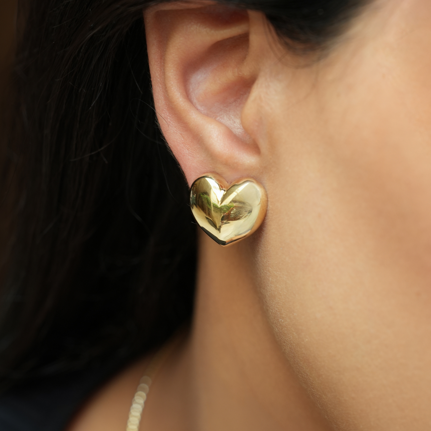 Howard 14K Yellow Gold Puffed Heart Stud Earrings