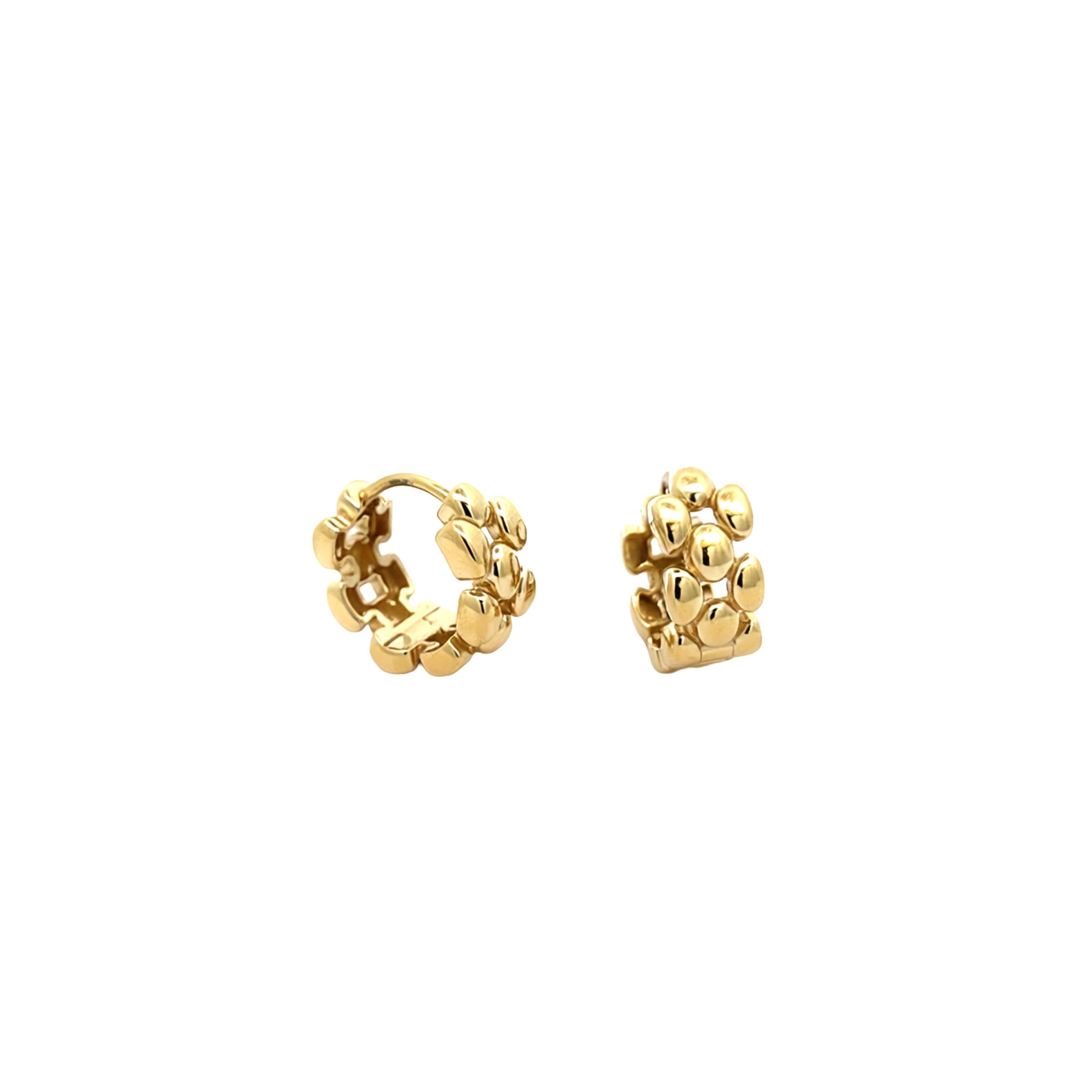 Video Thumbnail: Howard Yellow Gold Puffed Link Style Huggie Earrings - Howard 14k Yellow Gold Puffed Link-style Huggie Earrings