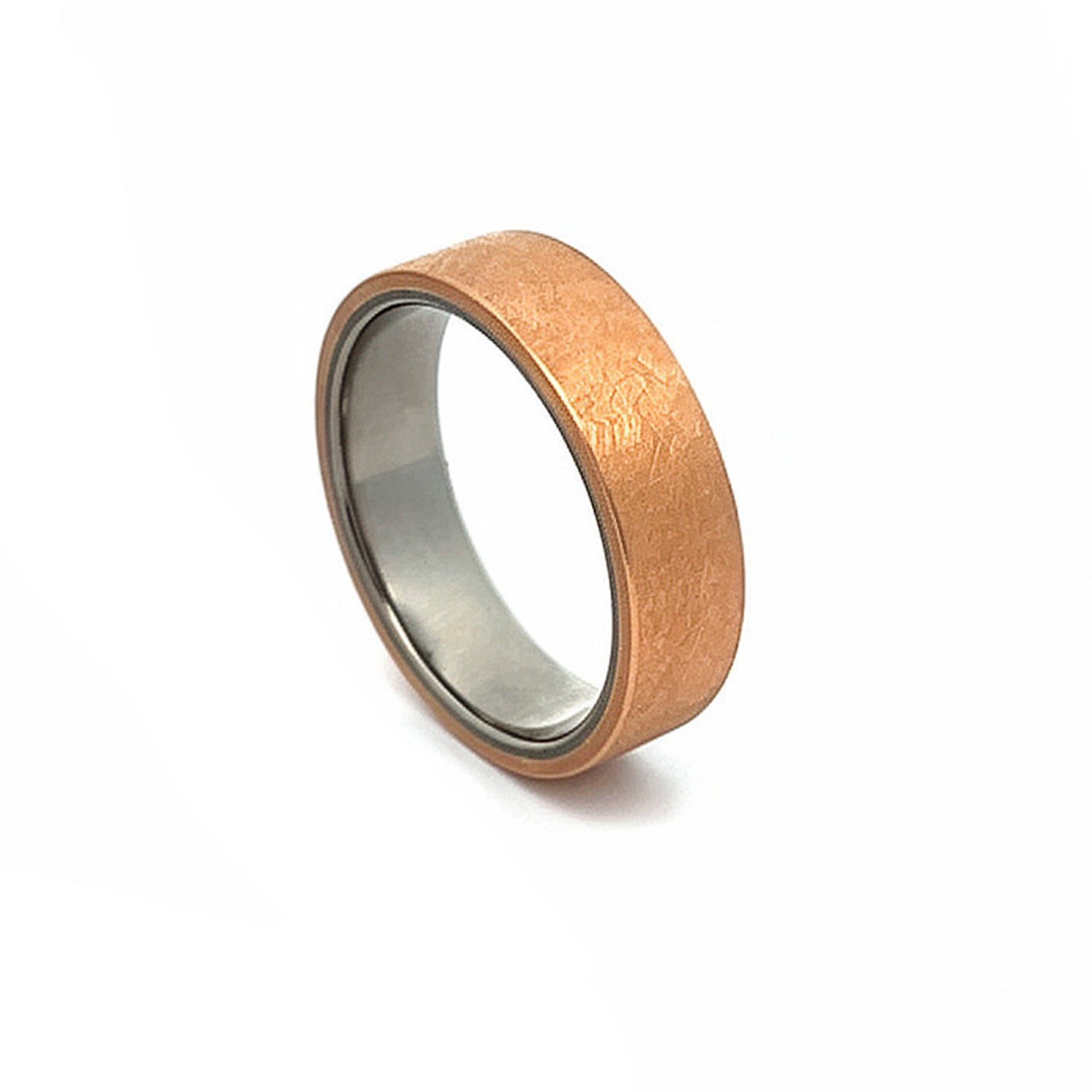 Howard 18K Rose Gold Scratch Design Wedding Band 6.5mm