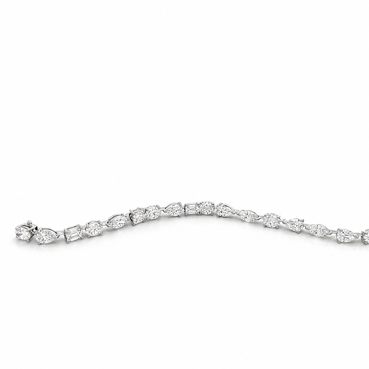 Howard 18K White Gold Alternating Shapes Diamond Illusion Set Bracelet  11.73ctw