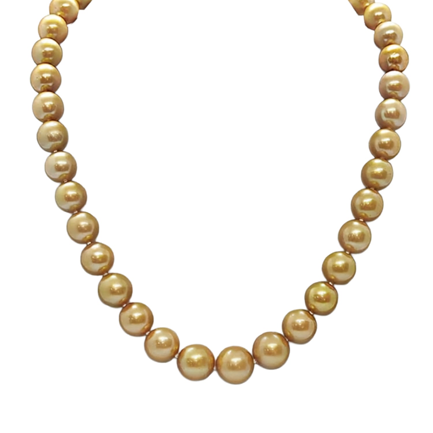 Howard 18K Gold Clasp 10-12mm South Sea Golden Pearl Necklace