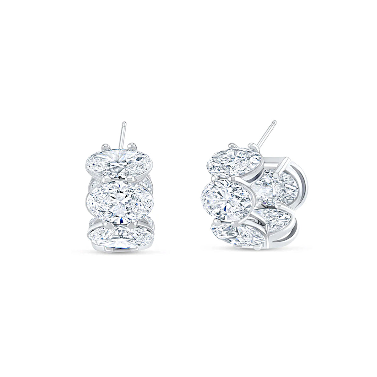 Norman Silverman 18k White Gold  Large Oval Diamond Huggie Earrings  30.21ctw