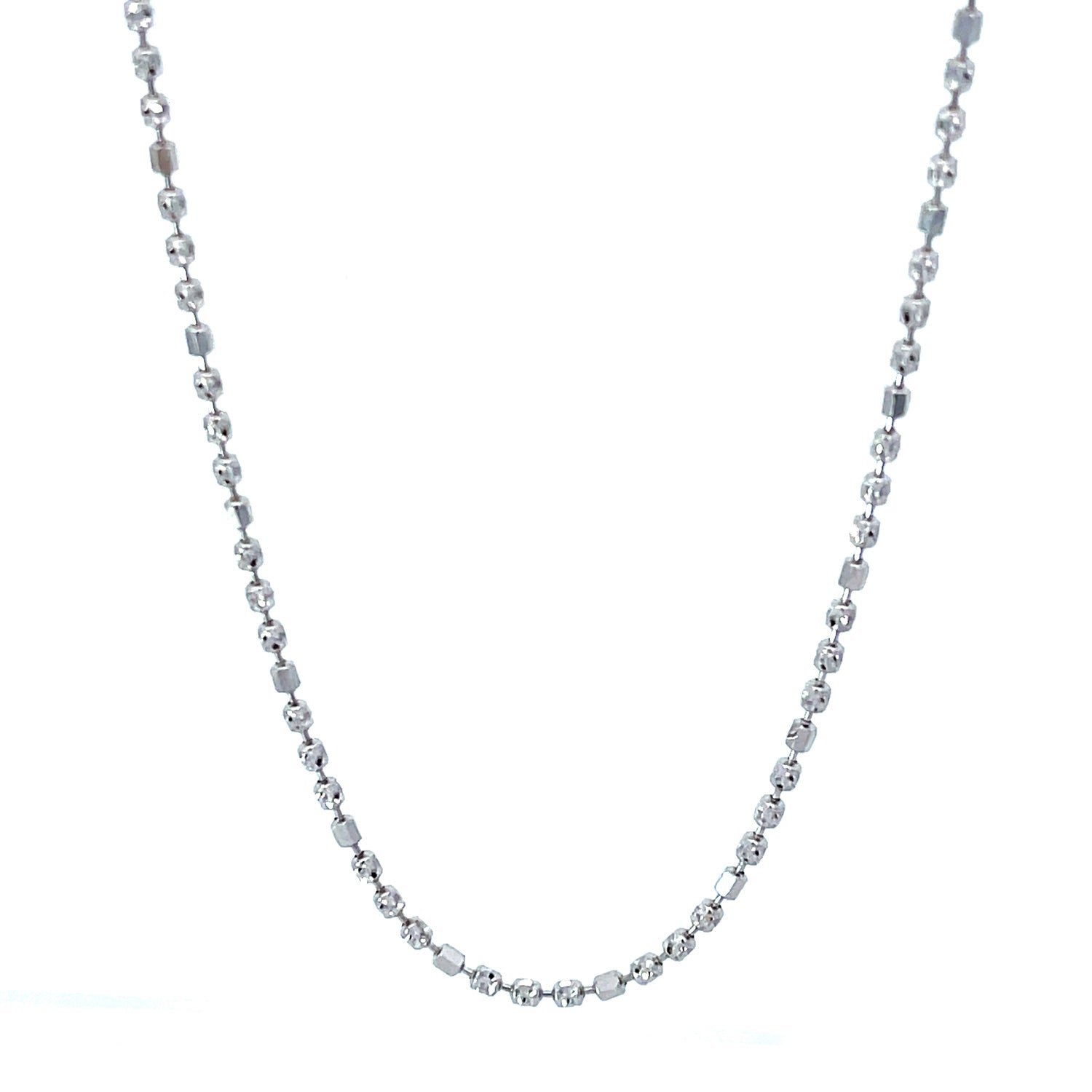 Miadora Signature Collection 18k White Gold Fancy Diamond Cut Bead Necklace