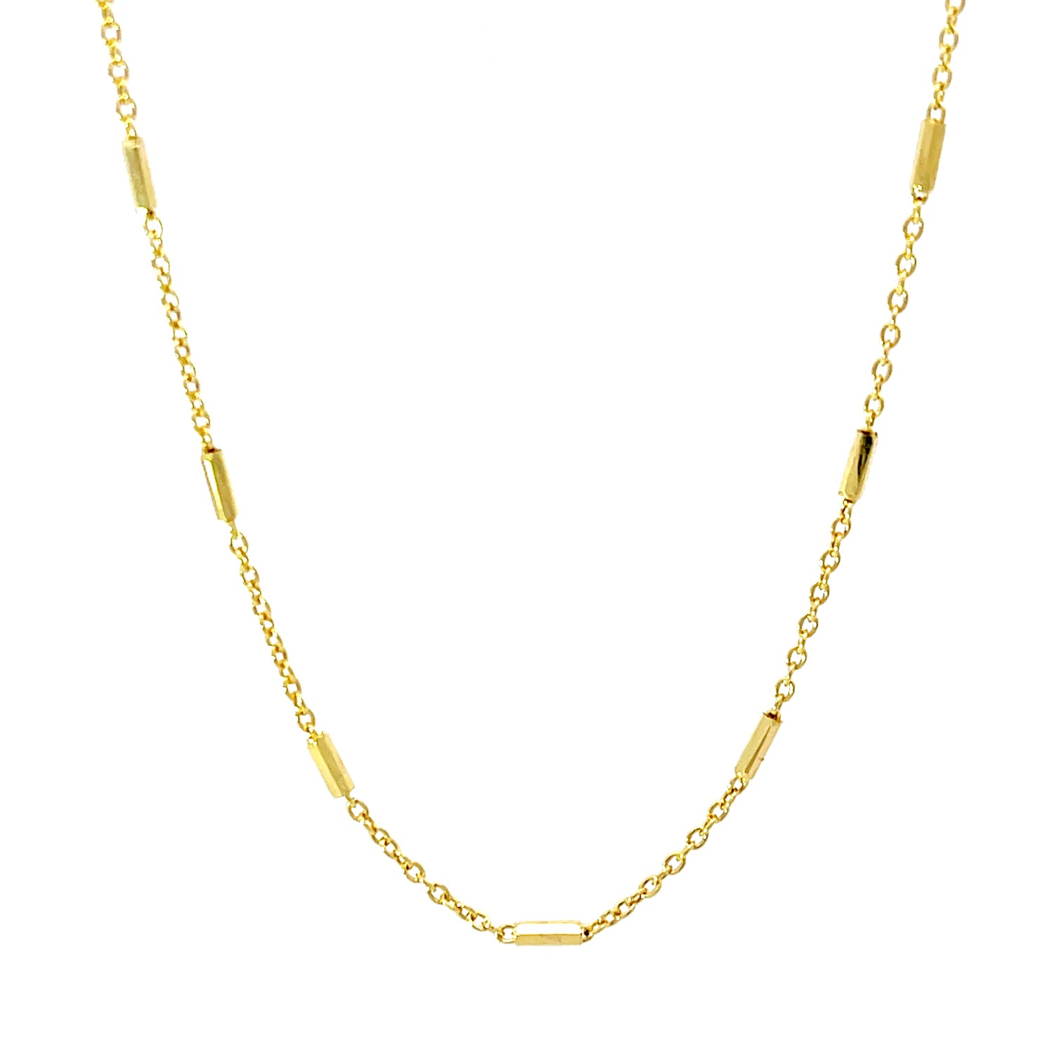 Bar & Link Style Yellow Gold Chain 17"