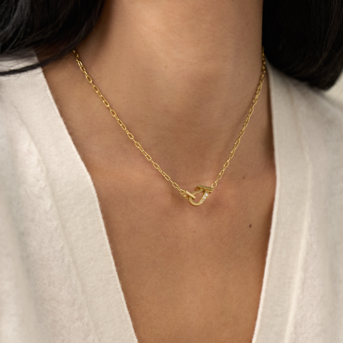 Jade Trau 18K Yellow Gold 16" Mini Diamond Lola Necklace 0.09ctw