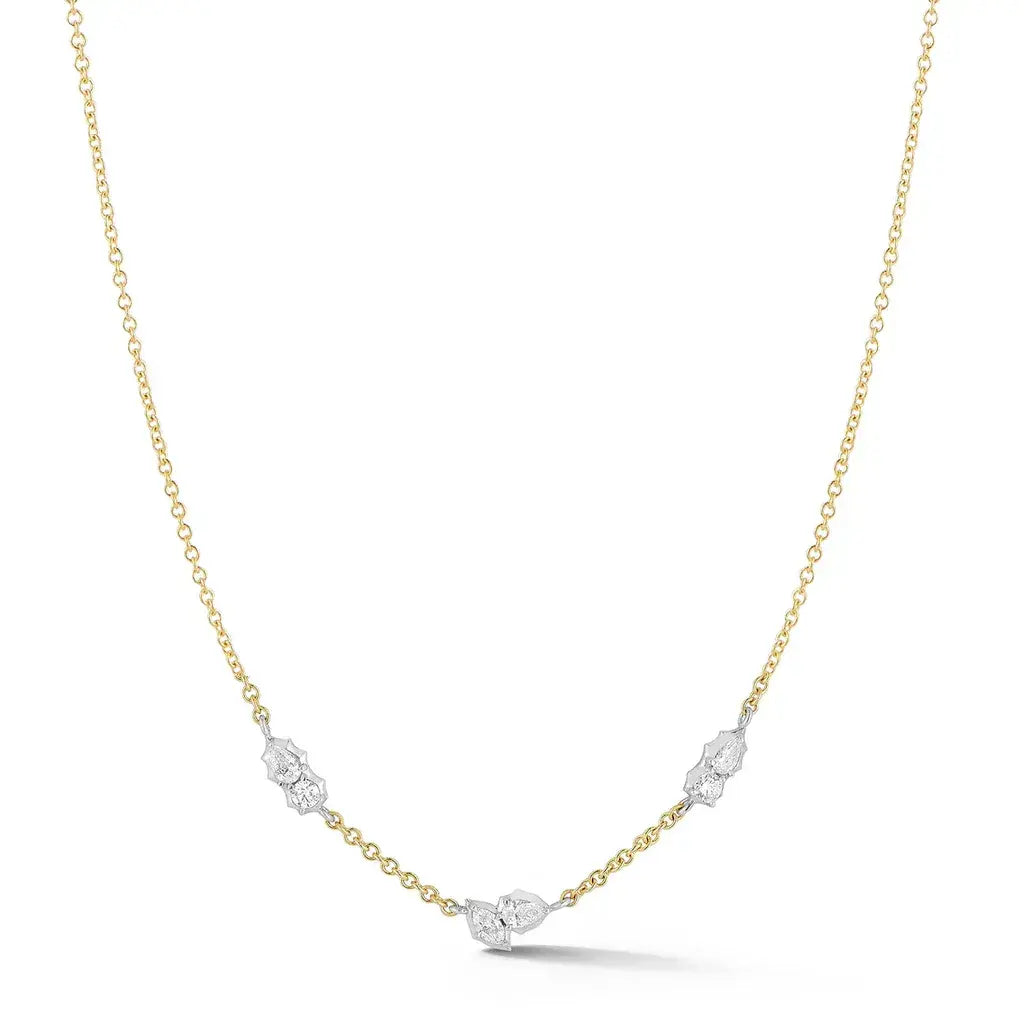 Video Thumbnail: Jade Trau Yellow Gold Platinum 18 Posey 3 Station Necklace 0 - Jade Trau 18k Yellow Gold &amp; Platinum 18" Posey 3 Station Necklace 0.39