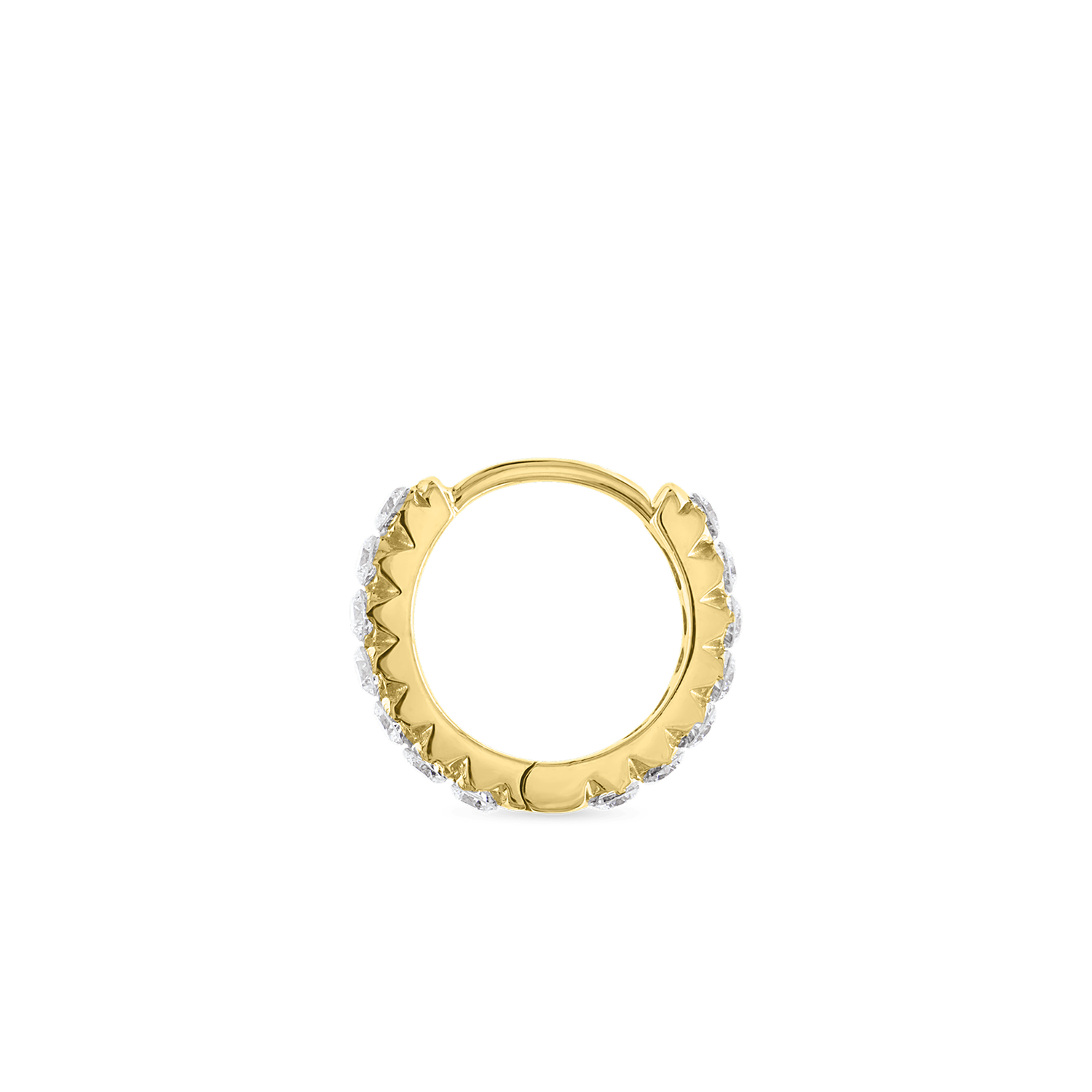 18K Yellow Gold 8mm Invisible Set Diamond Eternity Hoop Earring