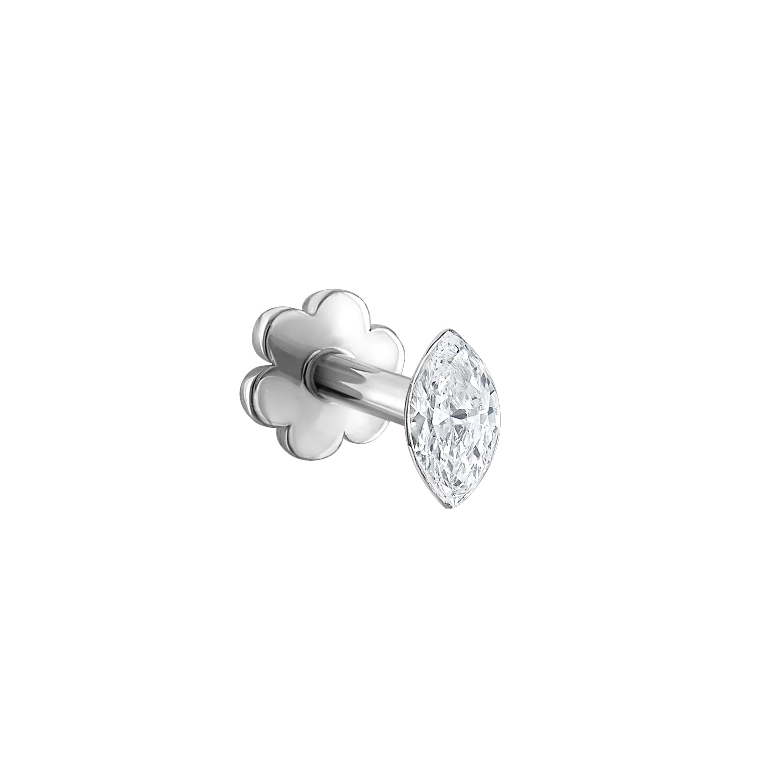 Maria Tash 18K Gold Marquise Threaded Stud Earring 4mm