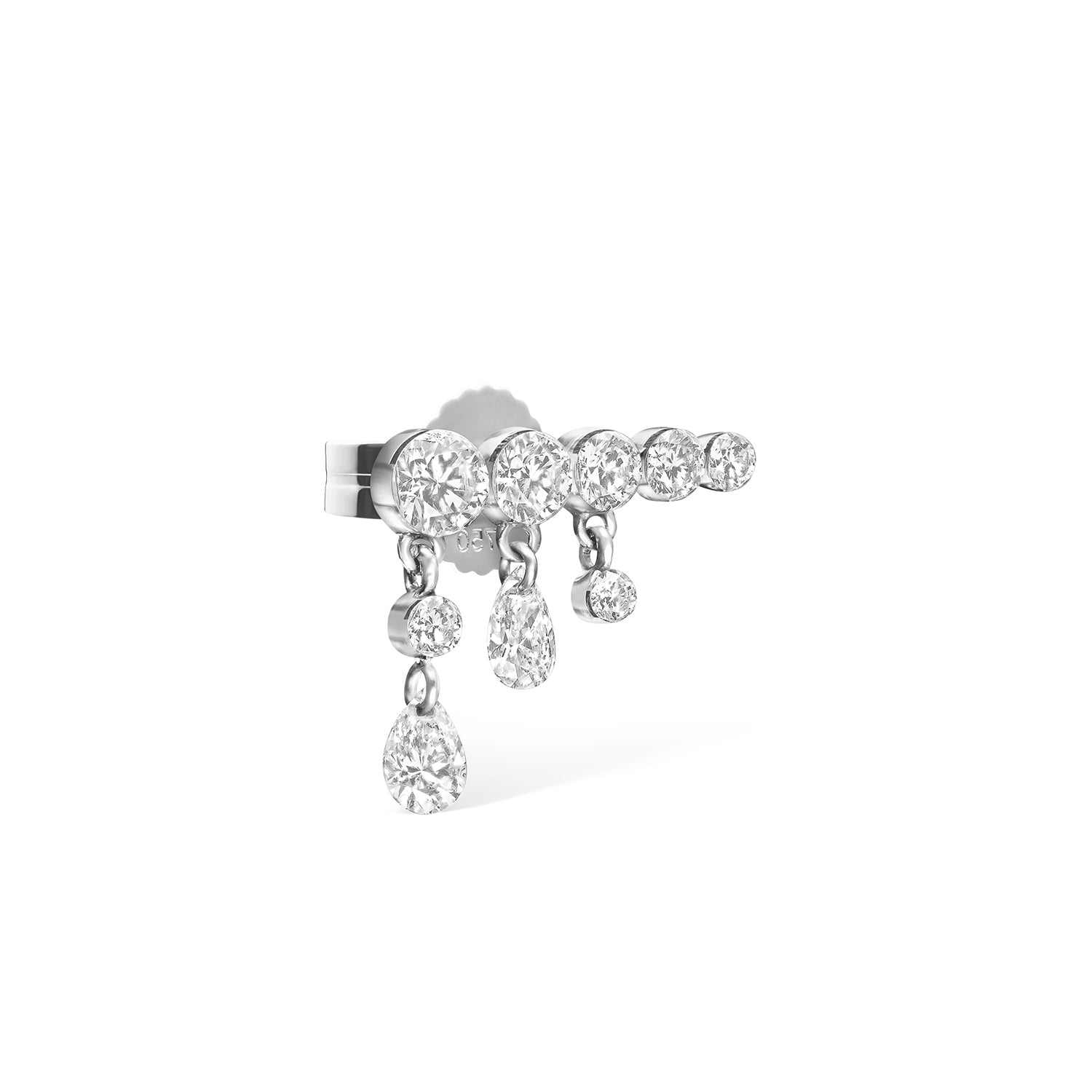 Video Thumbnail: Maria Tash White Gold Invisible Set Diamond Crescendo Left Bar Stud Earring Traditional Butterfly Backing in Matching Color Item Sold Singly Solid Gold Gemstone Weight 0 6875 4914 8189 - 18kw Gold 11mm Invisible Set Diamond Crescendo Left Bar Stud Earring