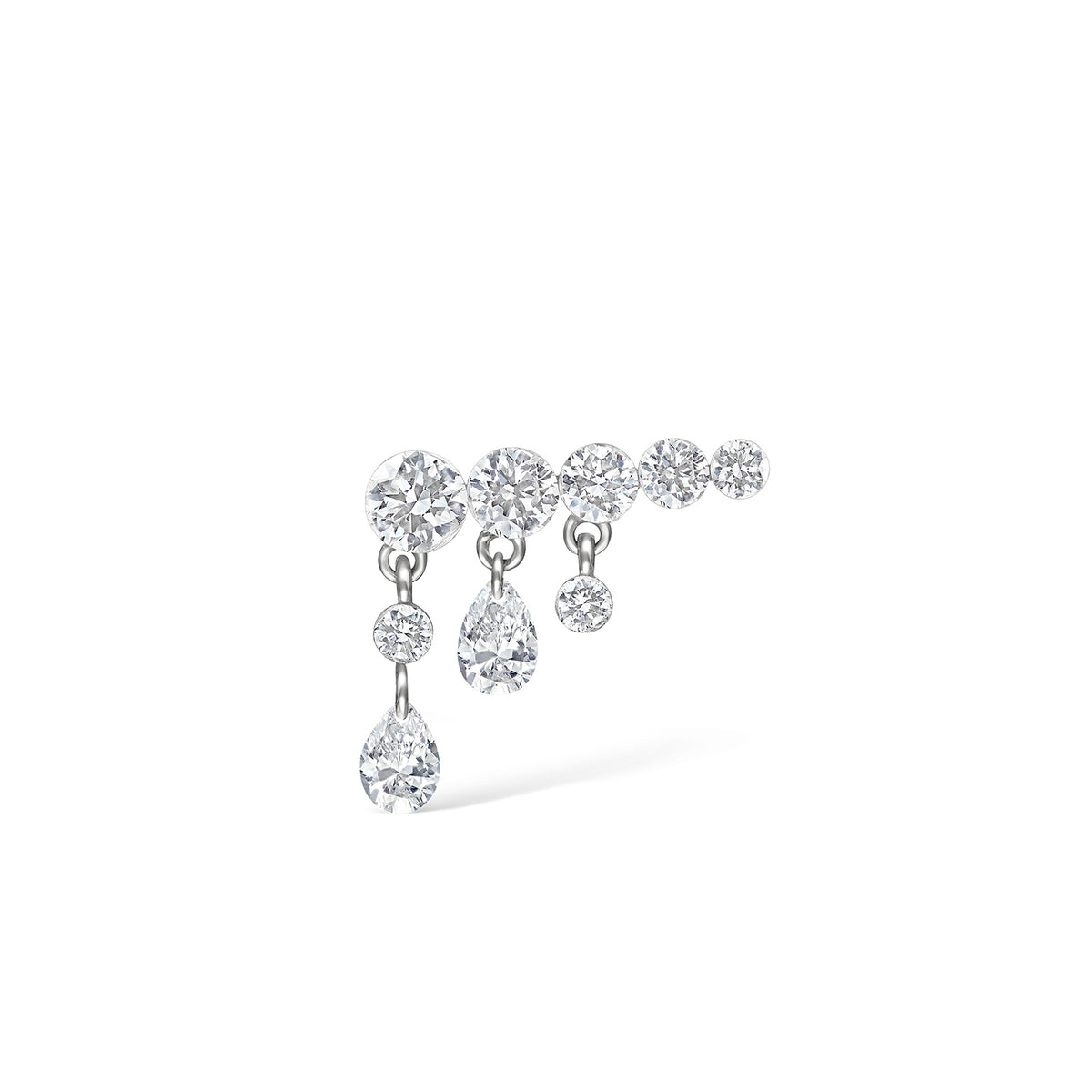 Video Thumbnail: Maria Tash White Gold Invisible Set Diamond Crescendo Left Bar Stud Earring Traditional Butterfly Backing in Matching Color Item Sold Singly Solid Gold Gemstone Weight 0 0869 - 18kw Gold 11mm Invisible Set Diamond Crescendo Left Bar Stud Earring