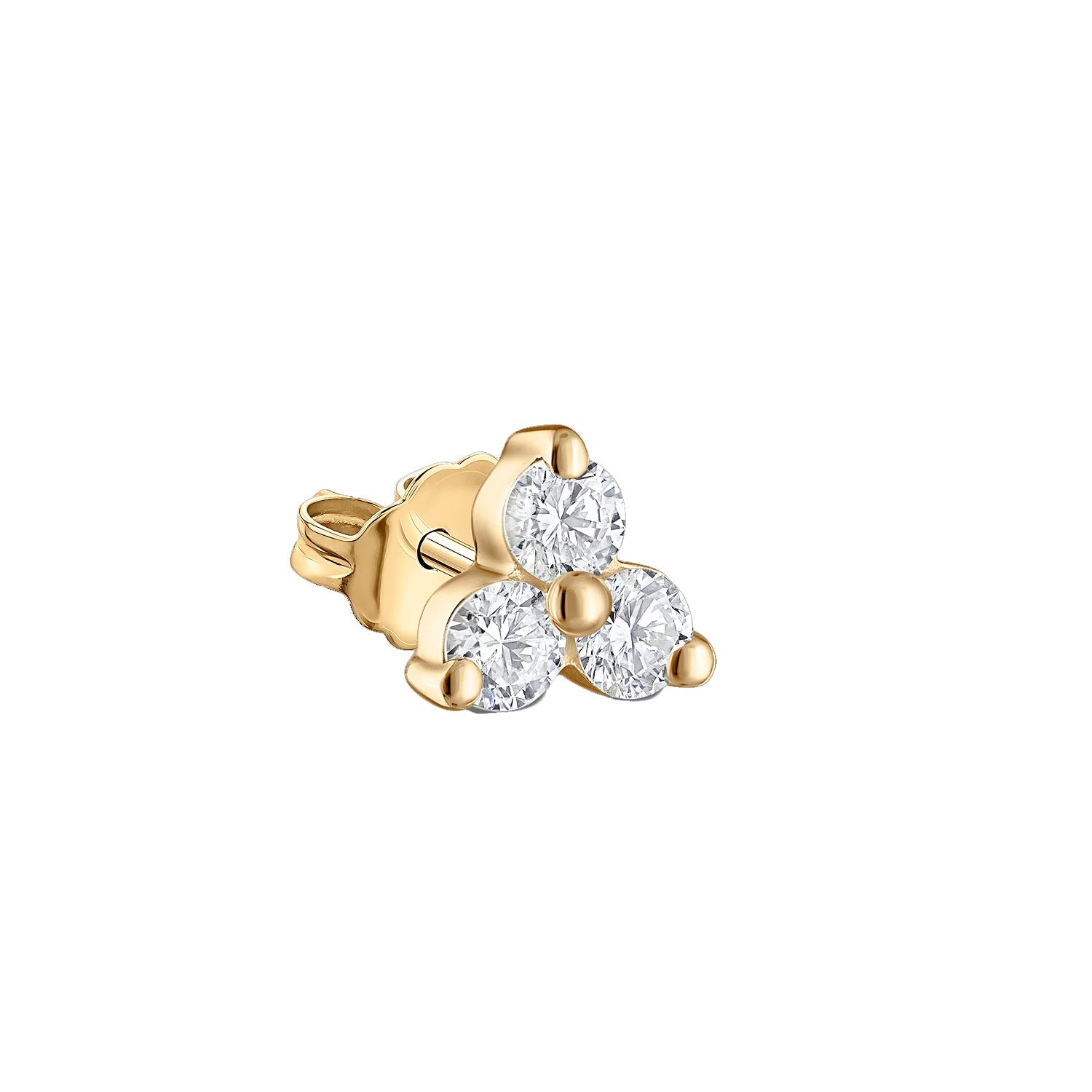 Maria Tash 18K Gold Diamond Trinity Stud Earring 4.5mm