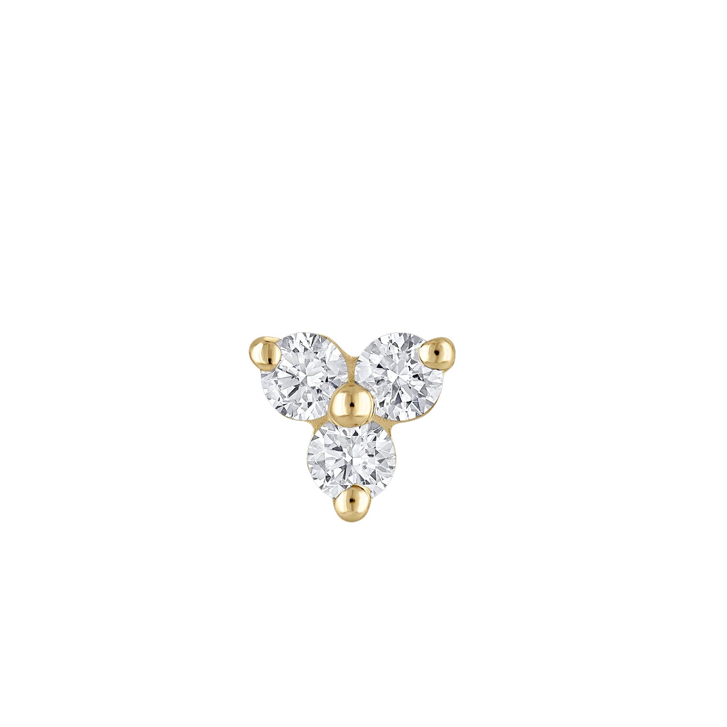 Maria Tash 18K Gold Diamond Trinity Stud Earring 4.5mm