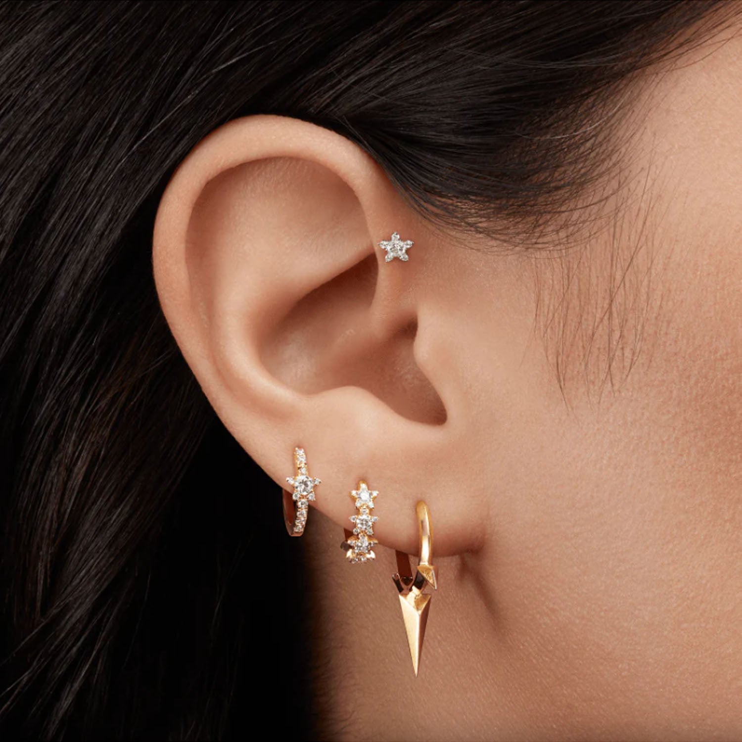 Maria Tash Gold & Diamond Star Eternity Ring 8mm