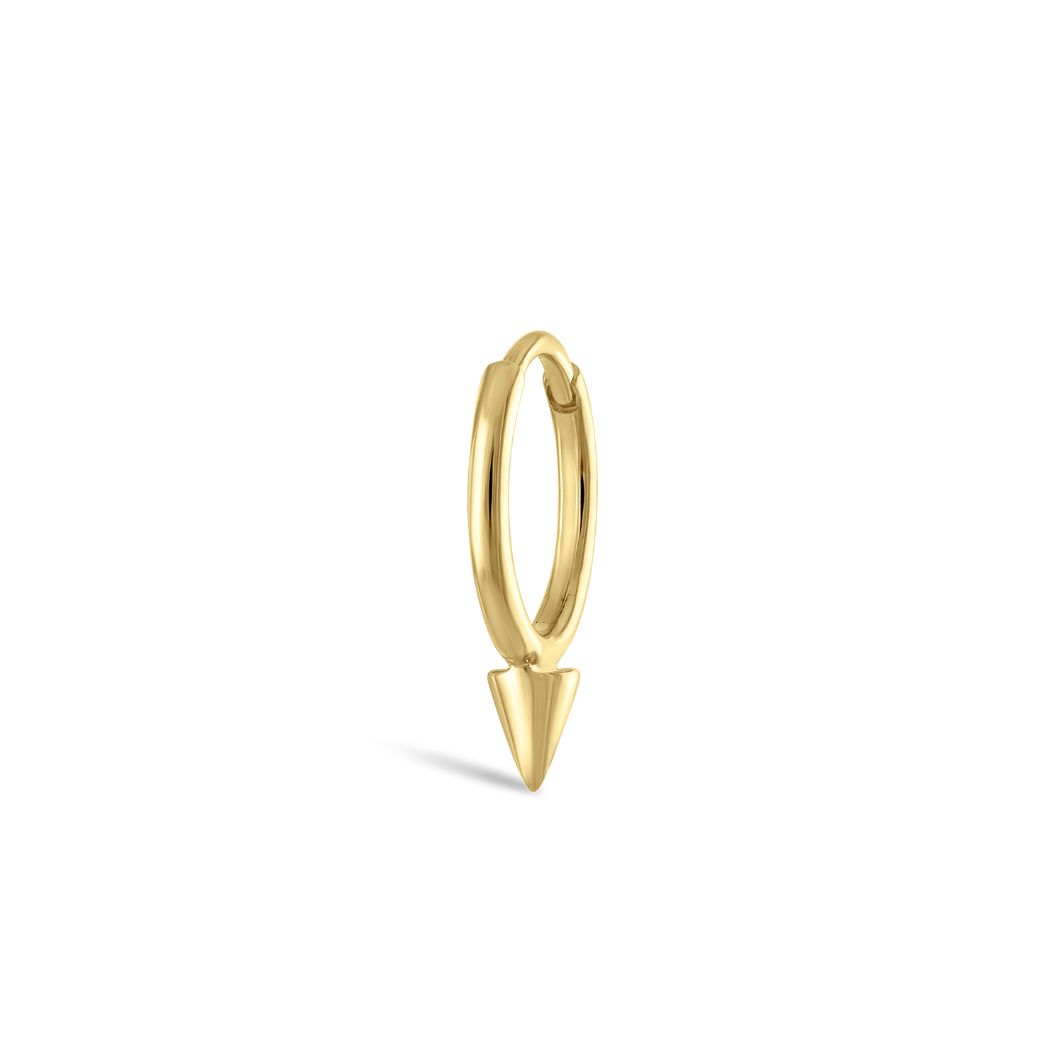 14K Yellow Gold Single Short Spike Hoop Earring