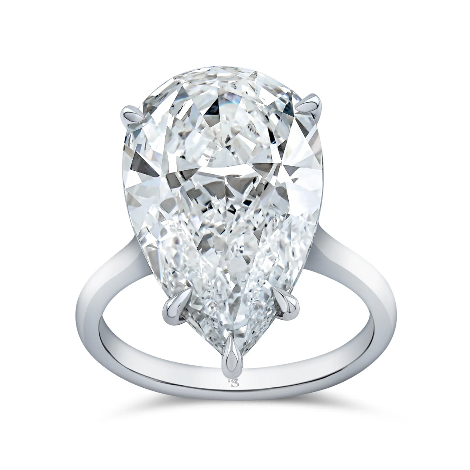 Norman Silverman Platinum Pear Diamond Solitaire Ring  10.02ctw