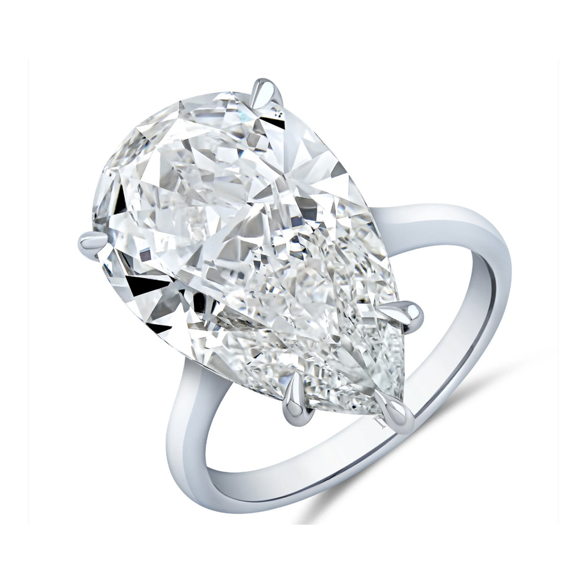 Norman Silverman Platinum Pear Diamond Solitaire Ring  10.02ctw