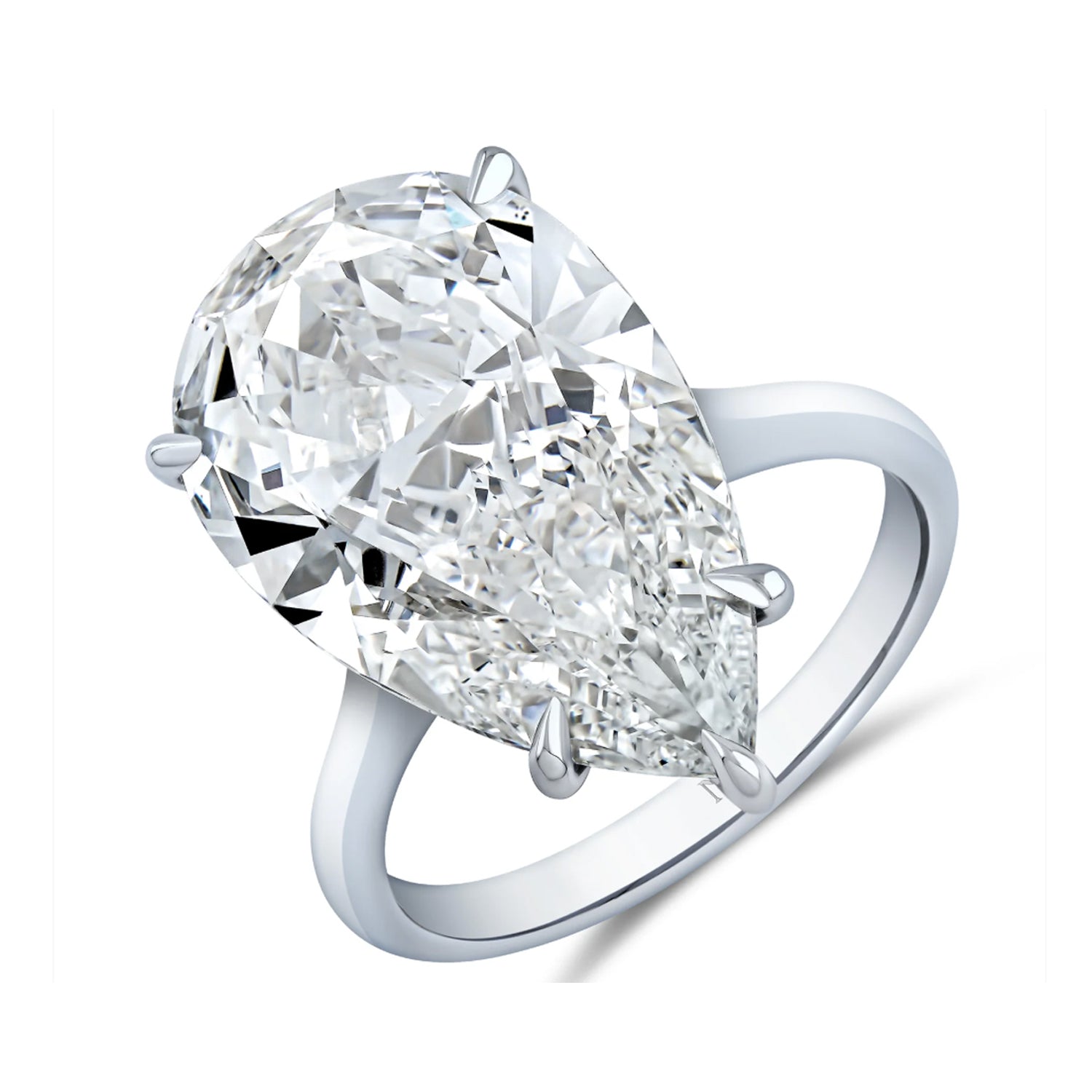 Norman Silverman Platinum Pear Diamond Solitaire Ring  10.02ctw