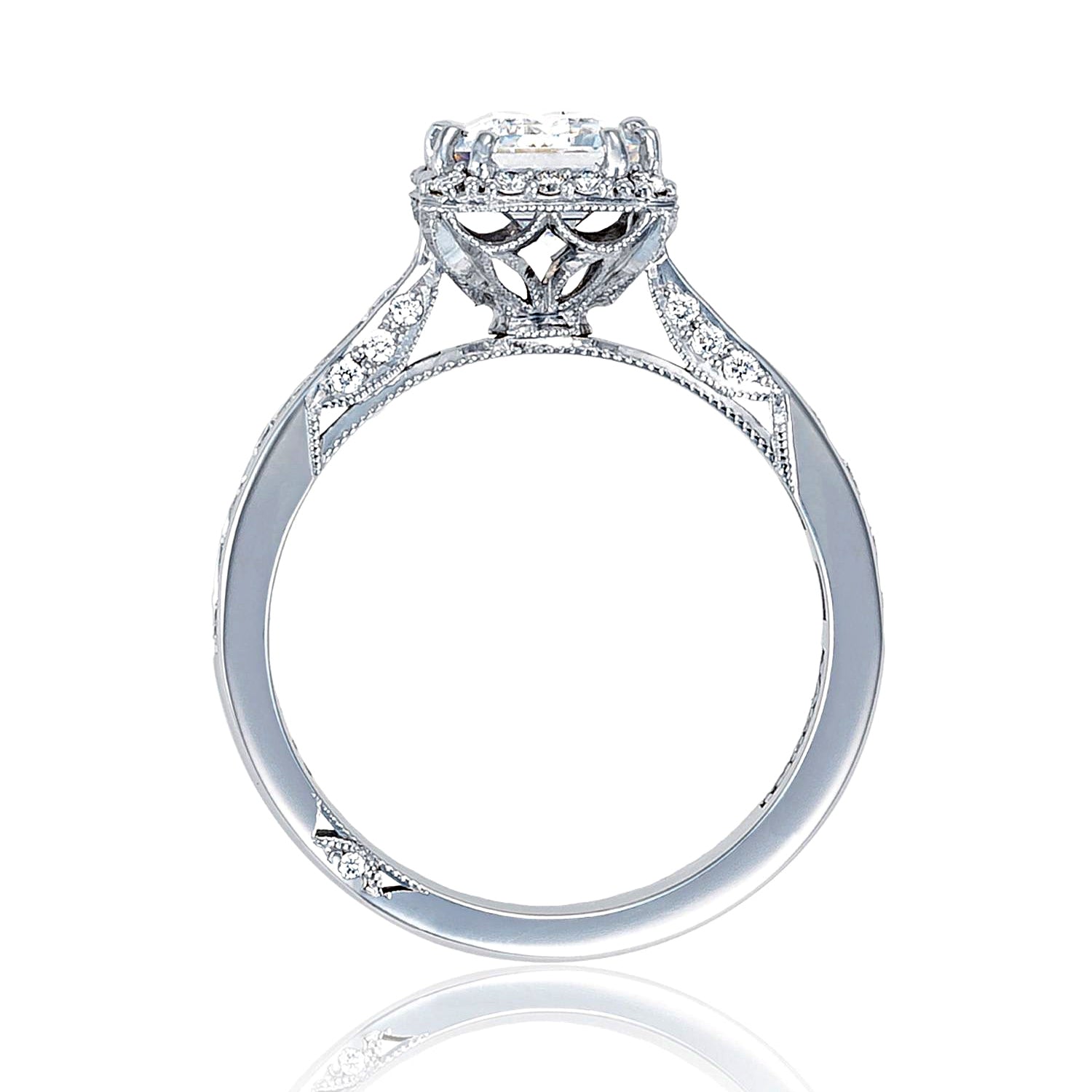 Tacori 18K White Gold Dantela Emerlad Engagement Ring 0.25ctw