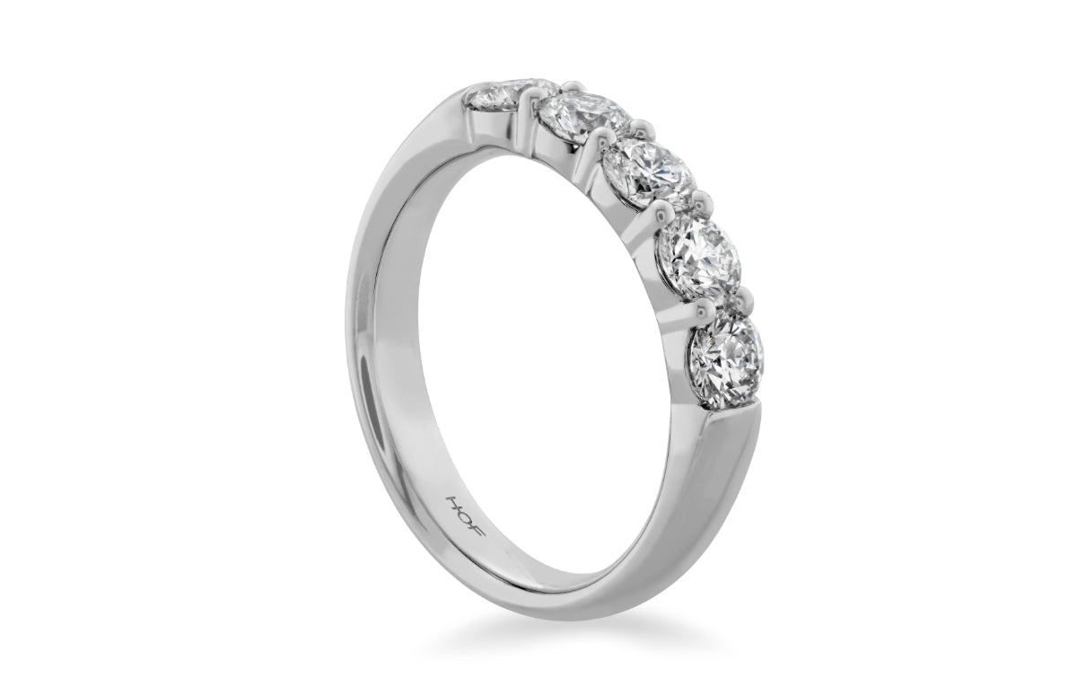 Video Thumbnail: One White Gold Hearts on Fire Signature 5 Stone Band Hof Diamonds 2 02 Carat Total Weight Vs Si Clarity G H Colour - 18k White Gold Signature 5 Stone Diamond Band