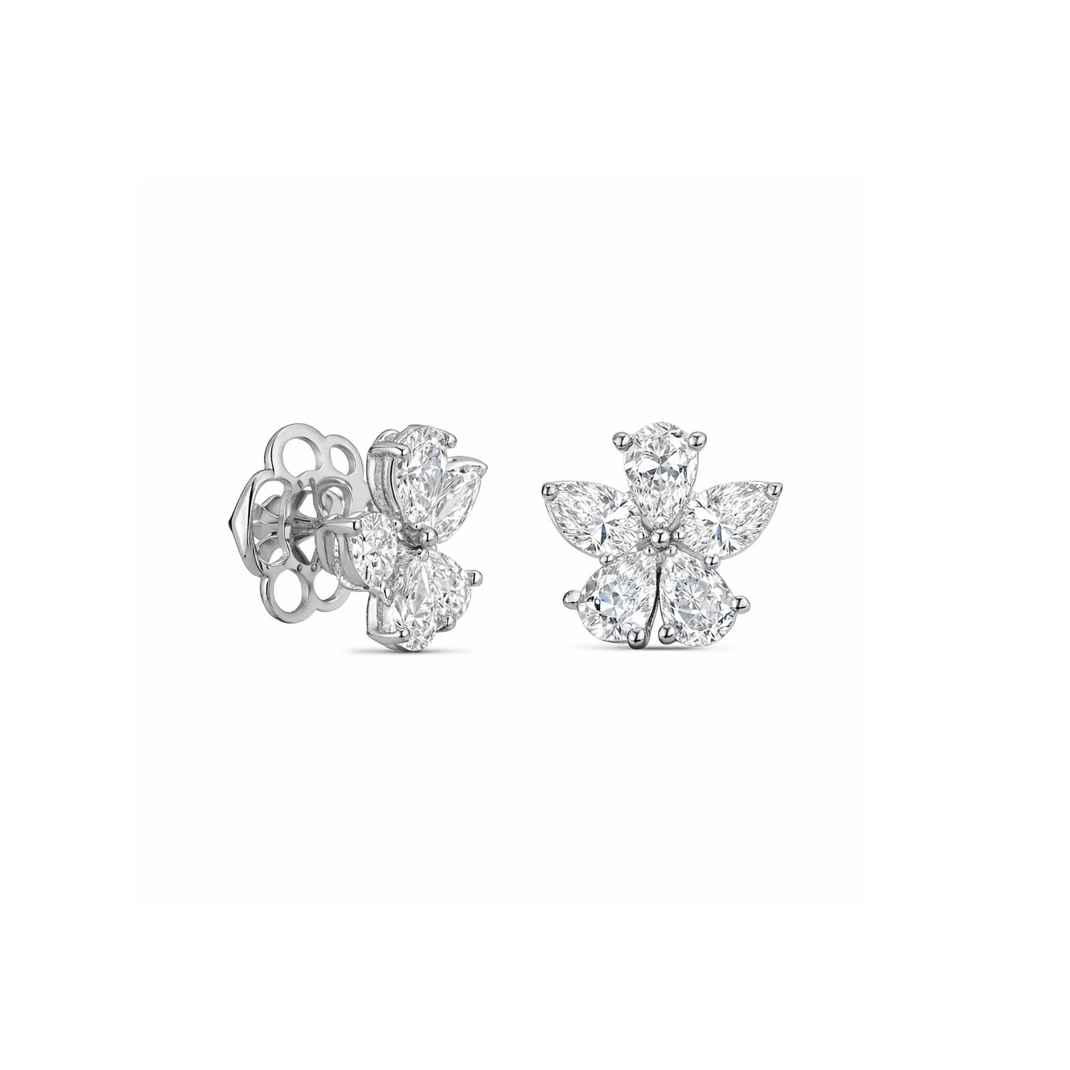 Howard 18K White Gold Flower Design Stud Earrings 5.00ctw