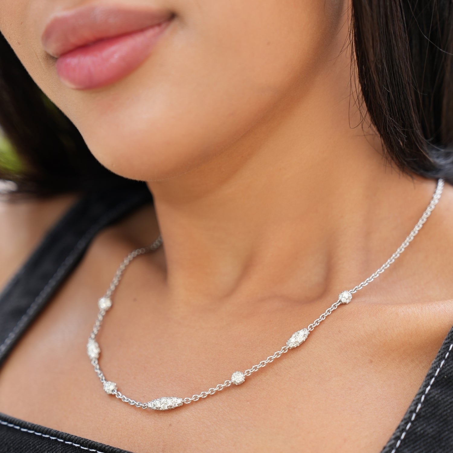 Video Thumbnail: Paul Morelli Necklace Crafted in White Gold Cable Link Style Chain With Lobster Clasp Attached Pave Set Diamond Elements 4 60 Carat Total Weight Round Brilliants Length 18 Inches - Paul Morelli 18k White Gold Pipette Diamond Necklace 4.60ctw