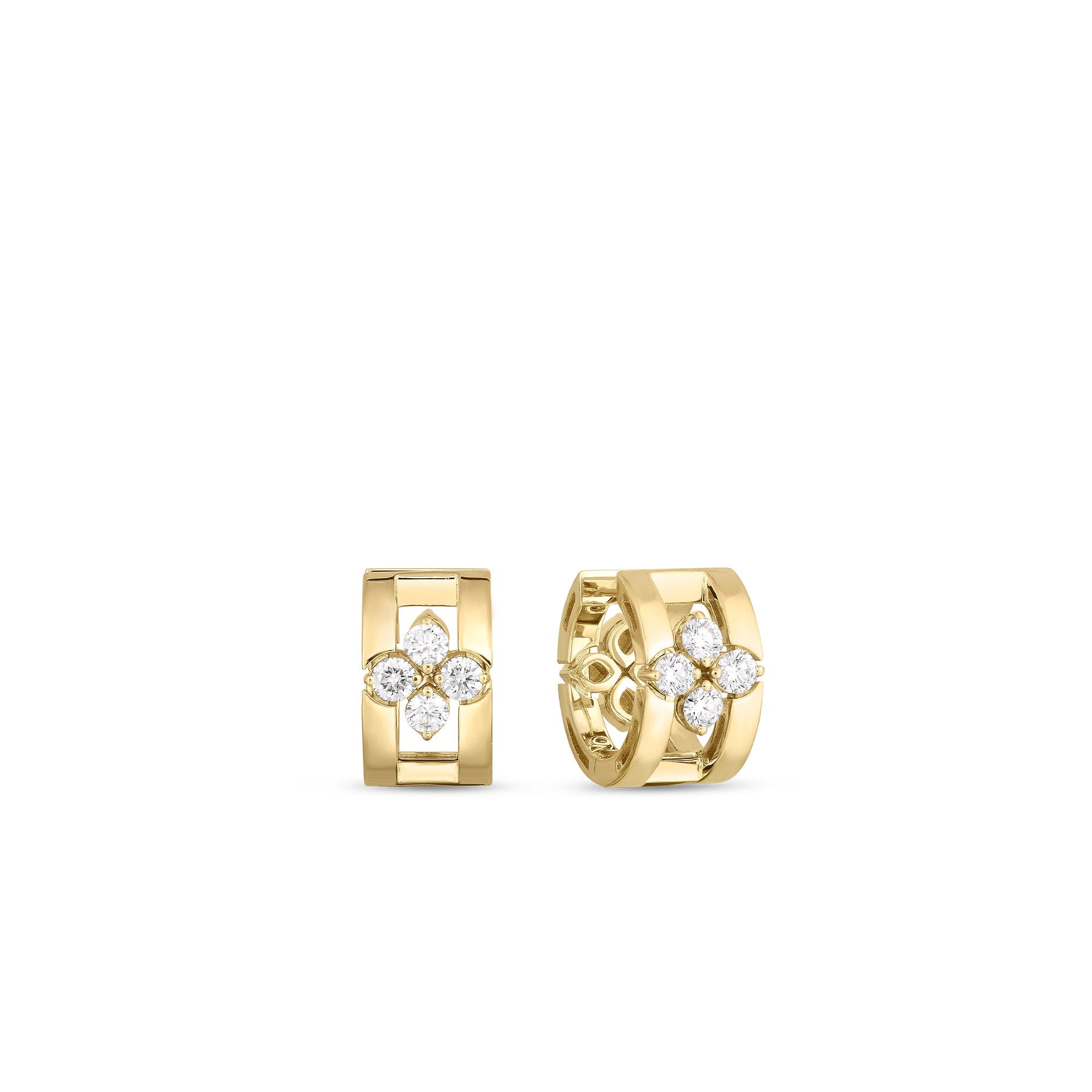 18K Gold Love In Verona Open Frame Diamond Hoop Earrings