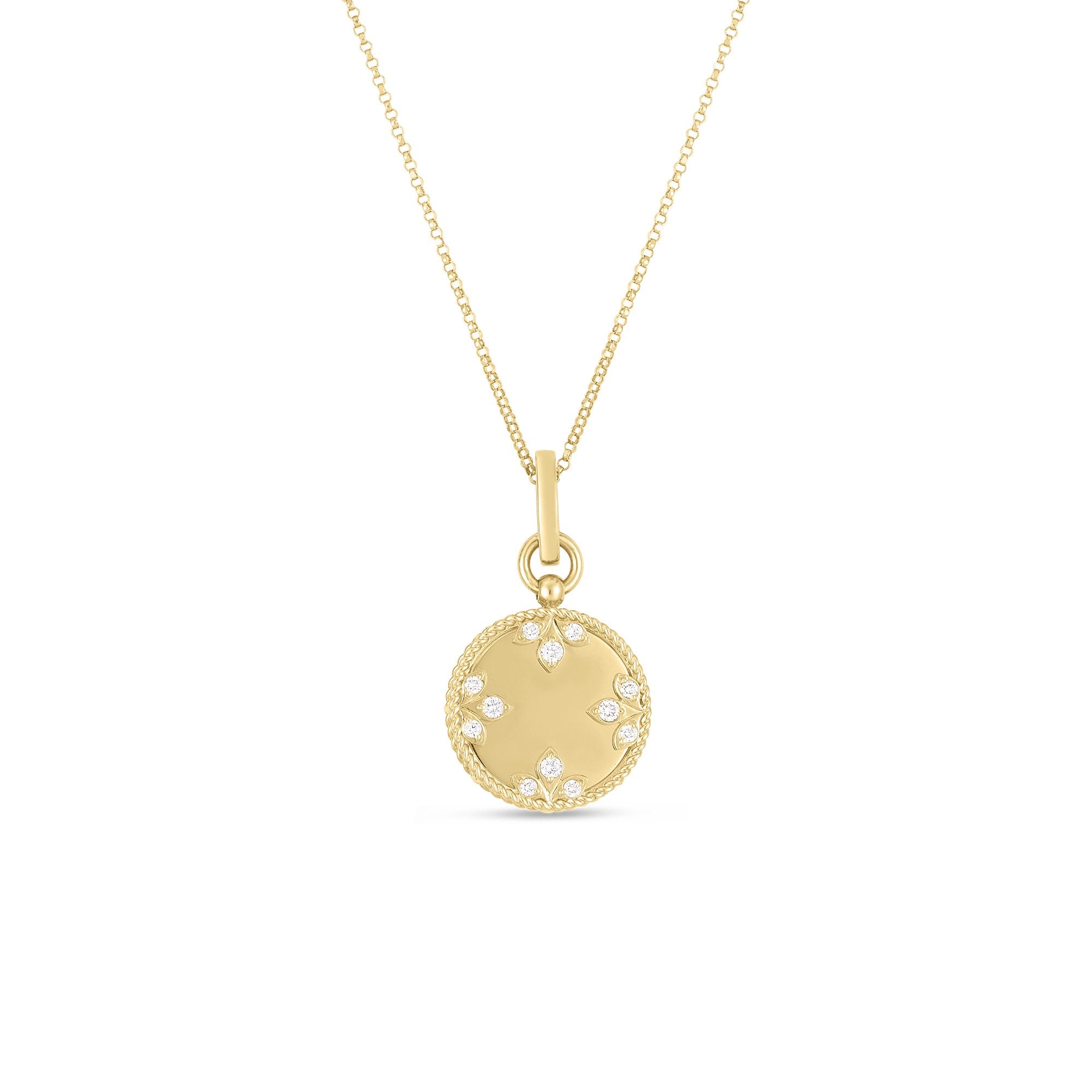 18K Gold Colored Medallions Small Diamond Necklace