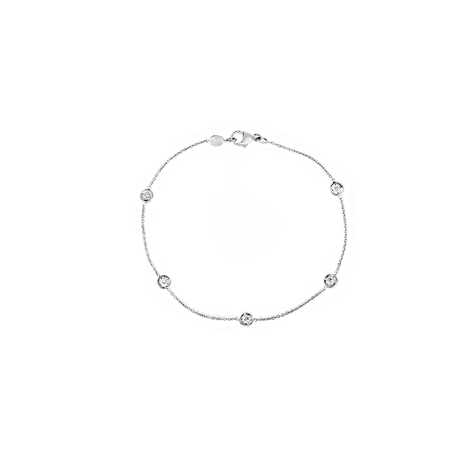 Roberto Coin 18K White Gold 7" Diamonds by The Inch Five Station Bracelet 0.25 ctw