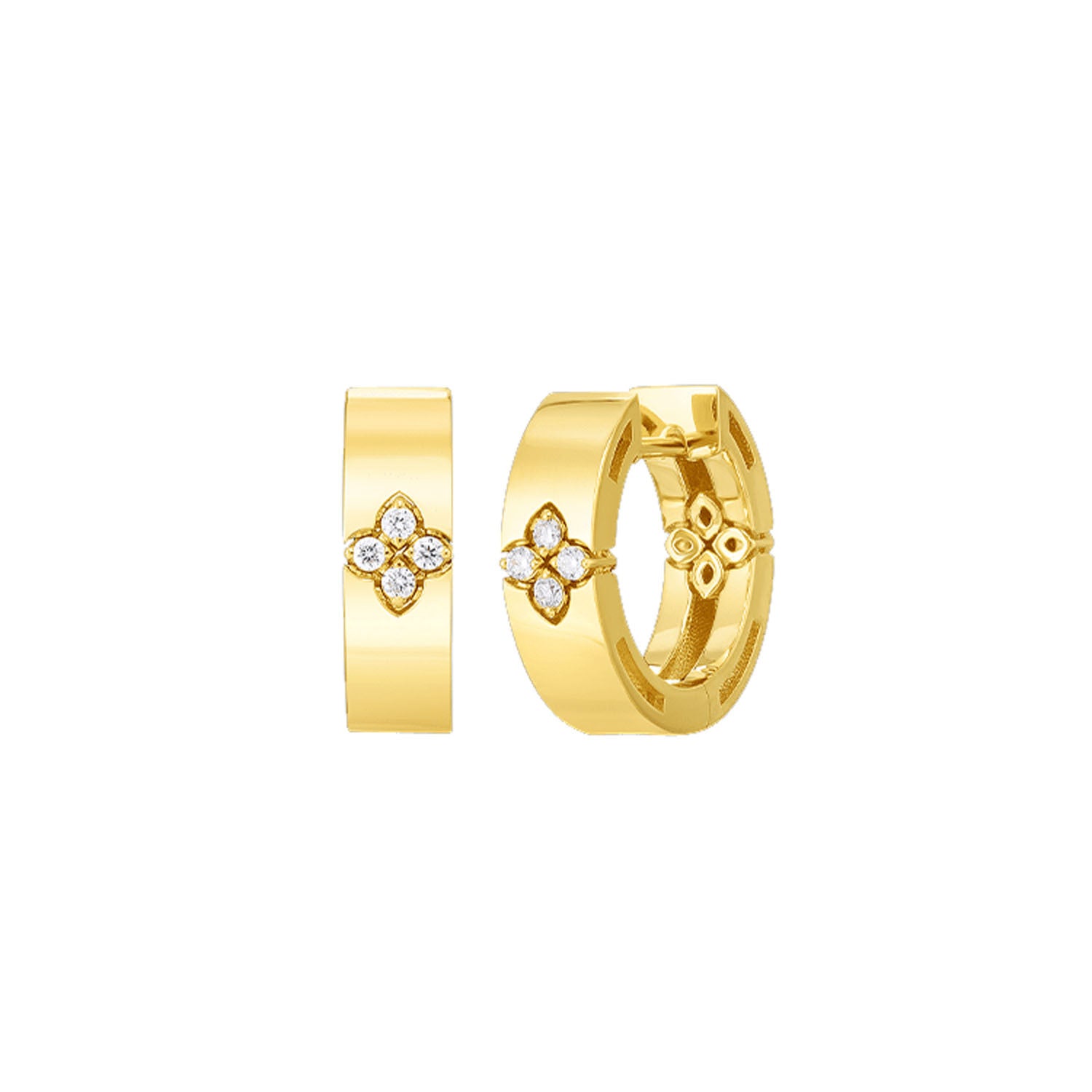 Video Thumbnail: Roberto Coin Gold Love in Verona Diamond Accent Small Hoop Earrings 0 Round Diamond - Roberto Coin 18k Yellow Gold Love in Verona Diamond Accent Small Hoop