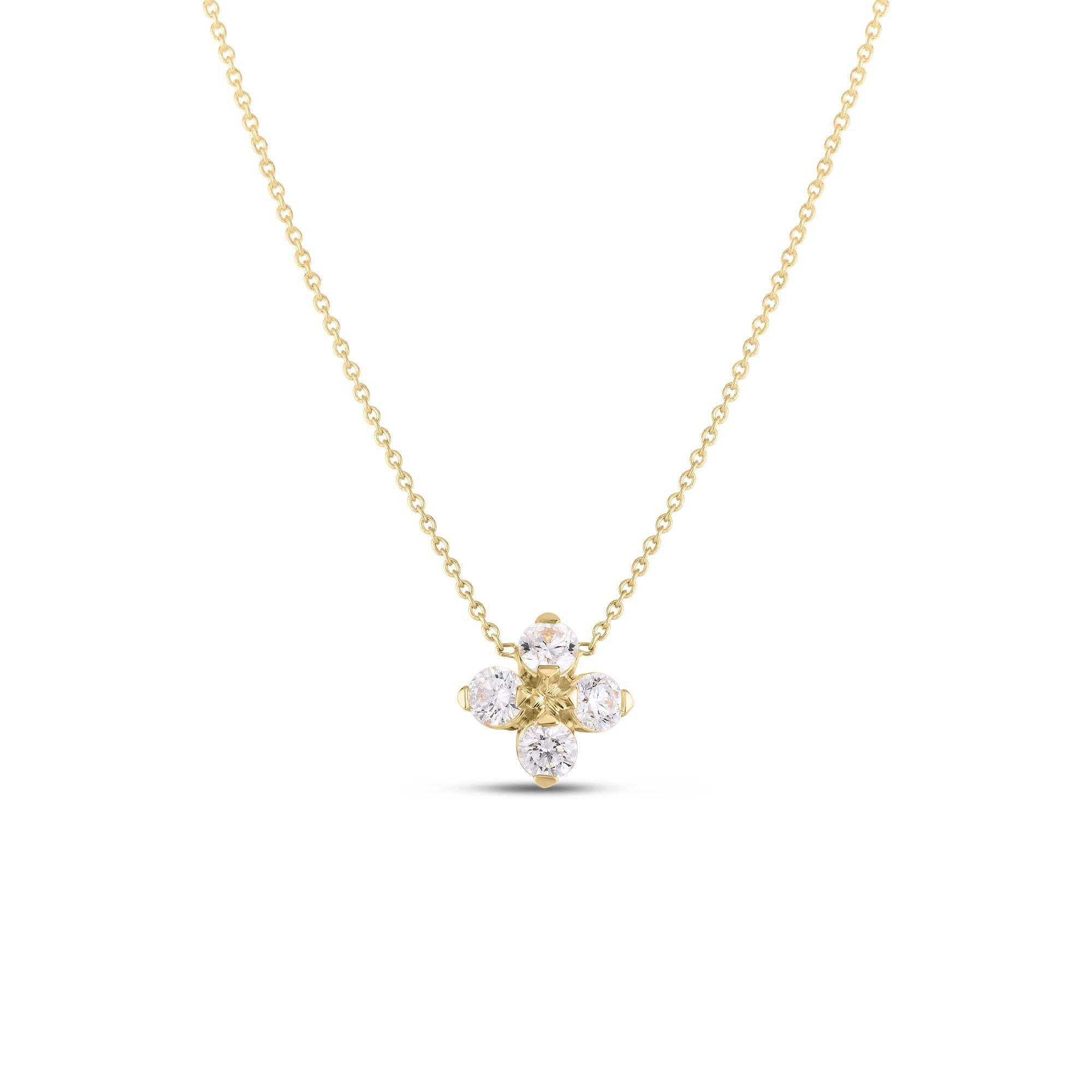 18K Yellow Gold Love in Verona Diamond Flower Necklace