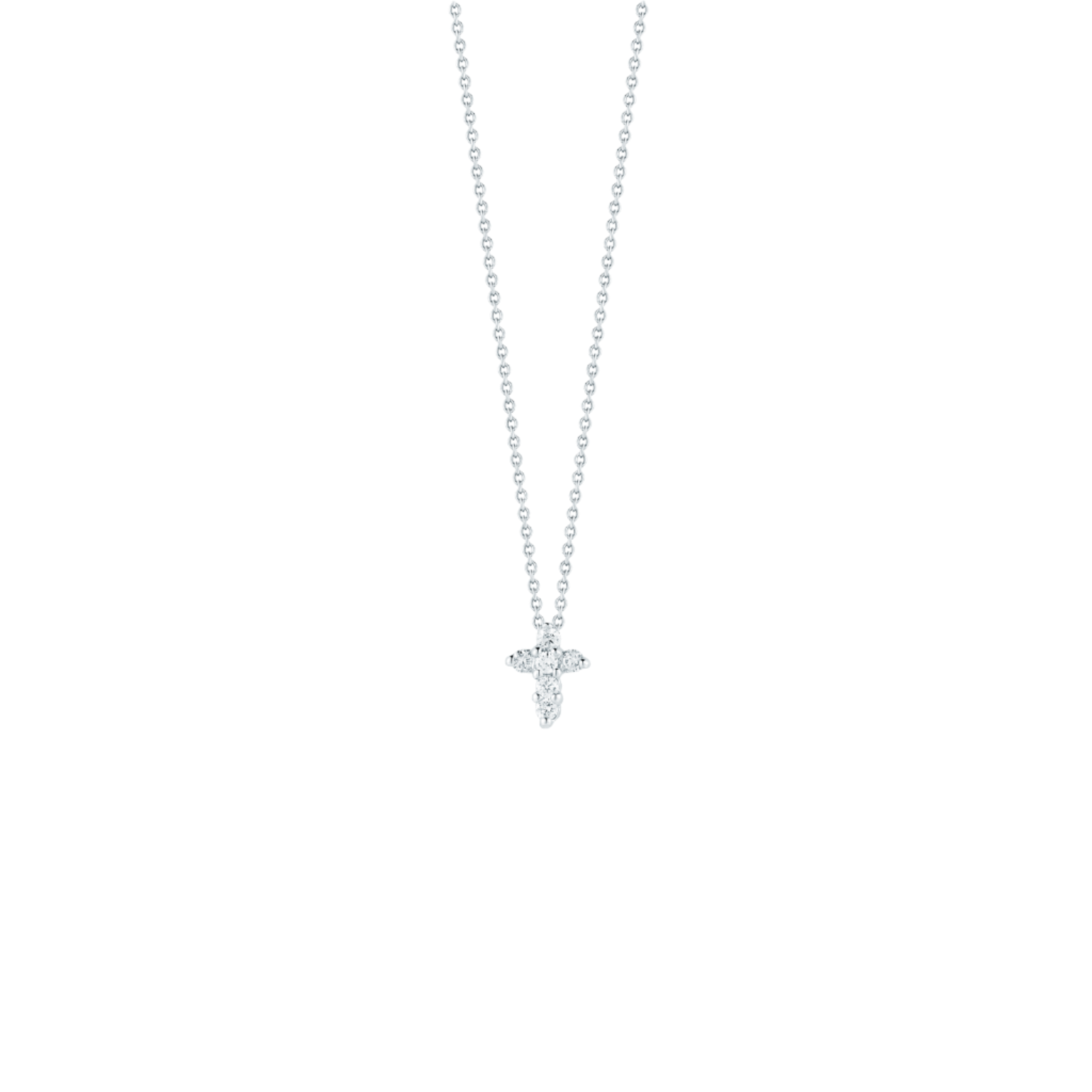 Roberto Coin 18K White Gold 18" Tiny Treasures Diamond Cross Necklace 0.11ctw