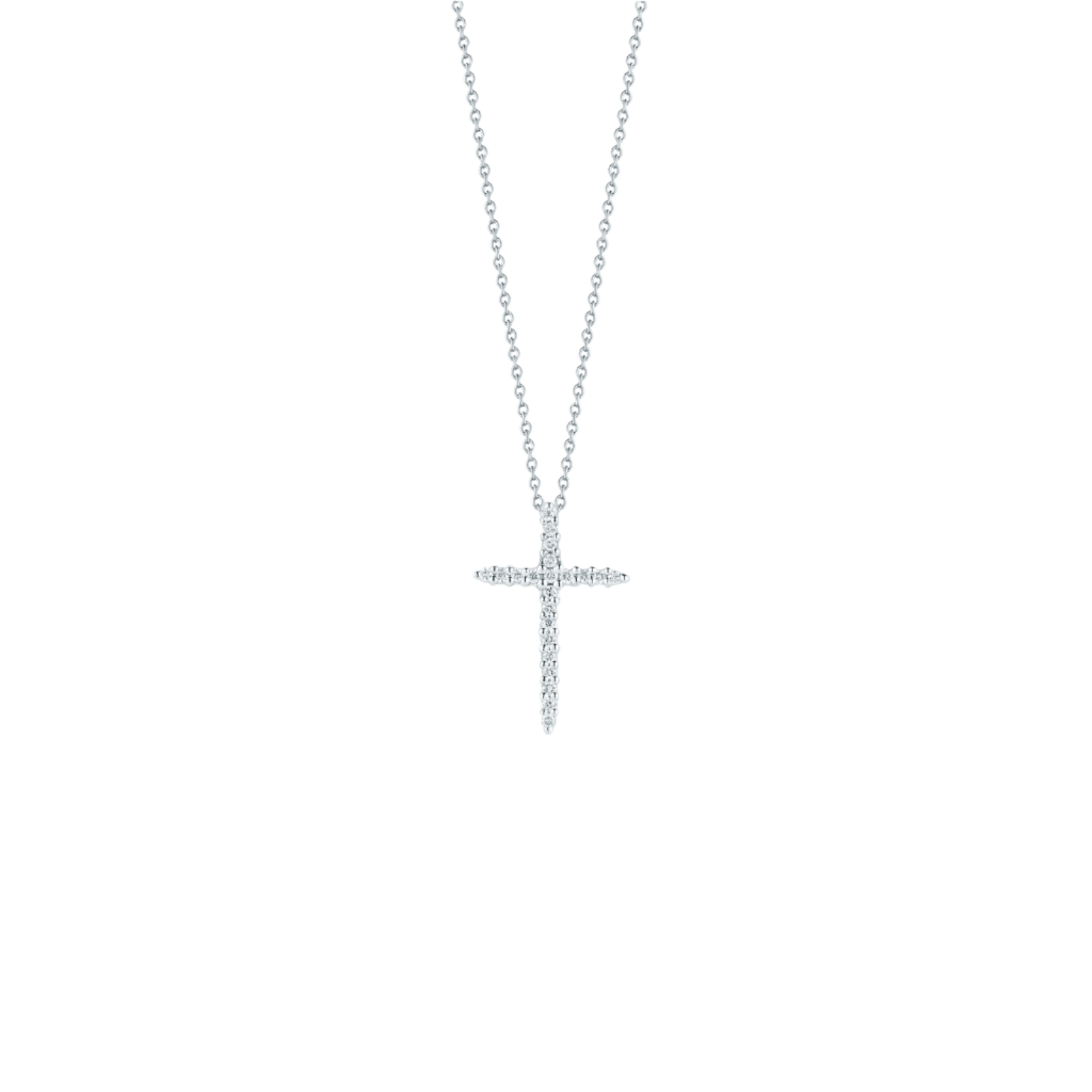 18KW Tiny Treasures Small Diamond Sliver Cross Necklace