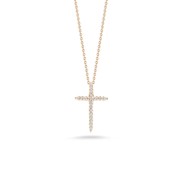 18KR Tiny Treasures Diamond Sliver Cross Necklace | Howard