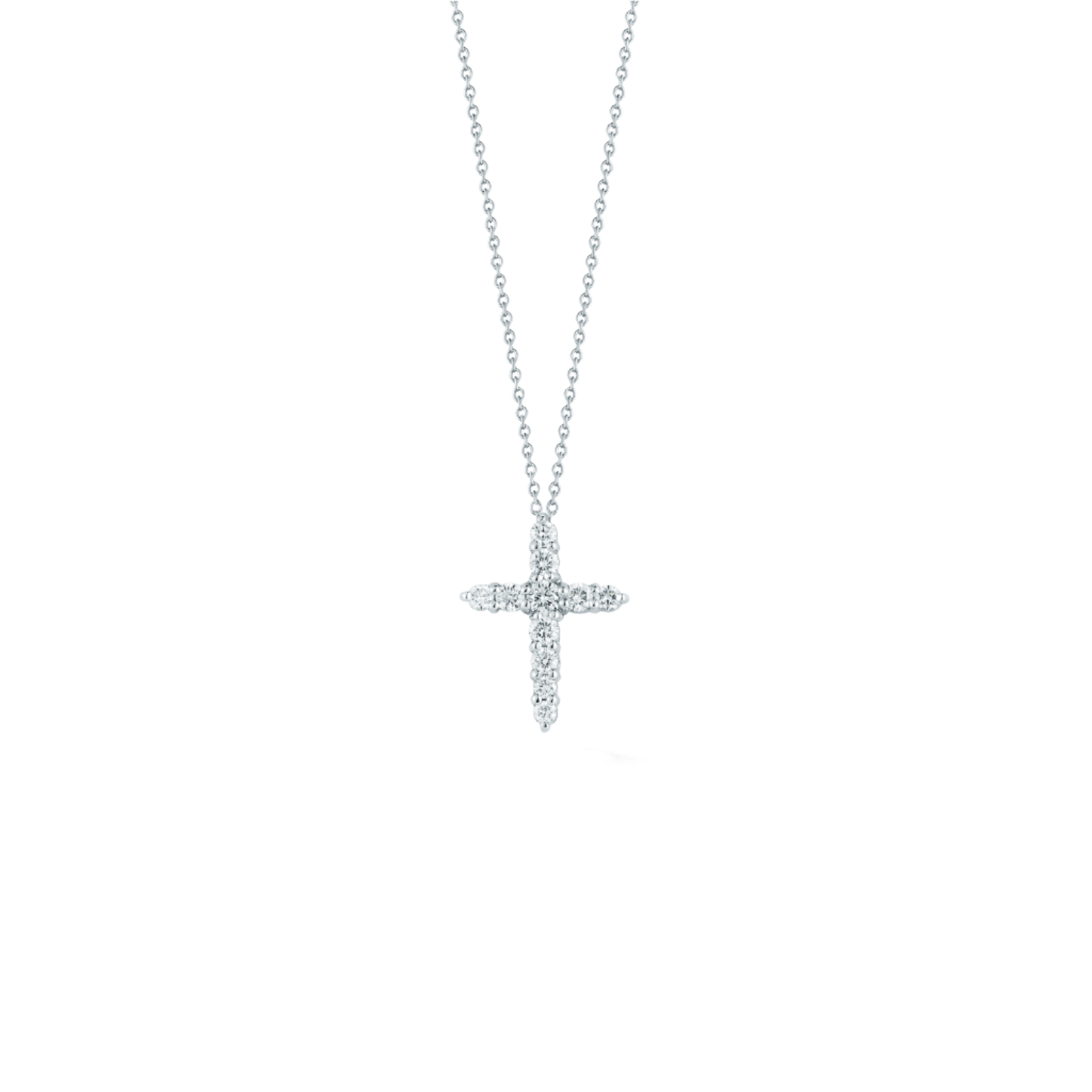 18KW Tiny Treasures Small Diamond Tapered Cross Necklace