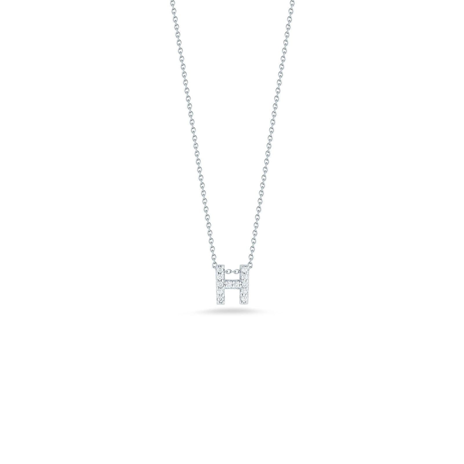 18KW Gold Tiny Treasures Diamond Love Letter "H" Necklace
