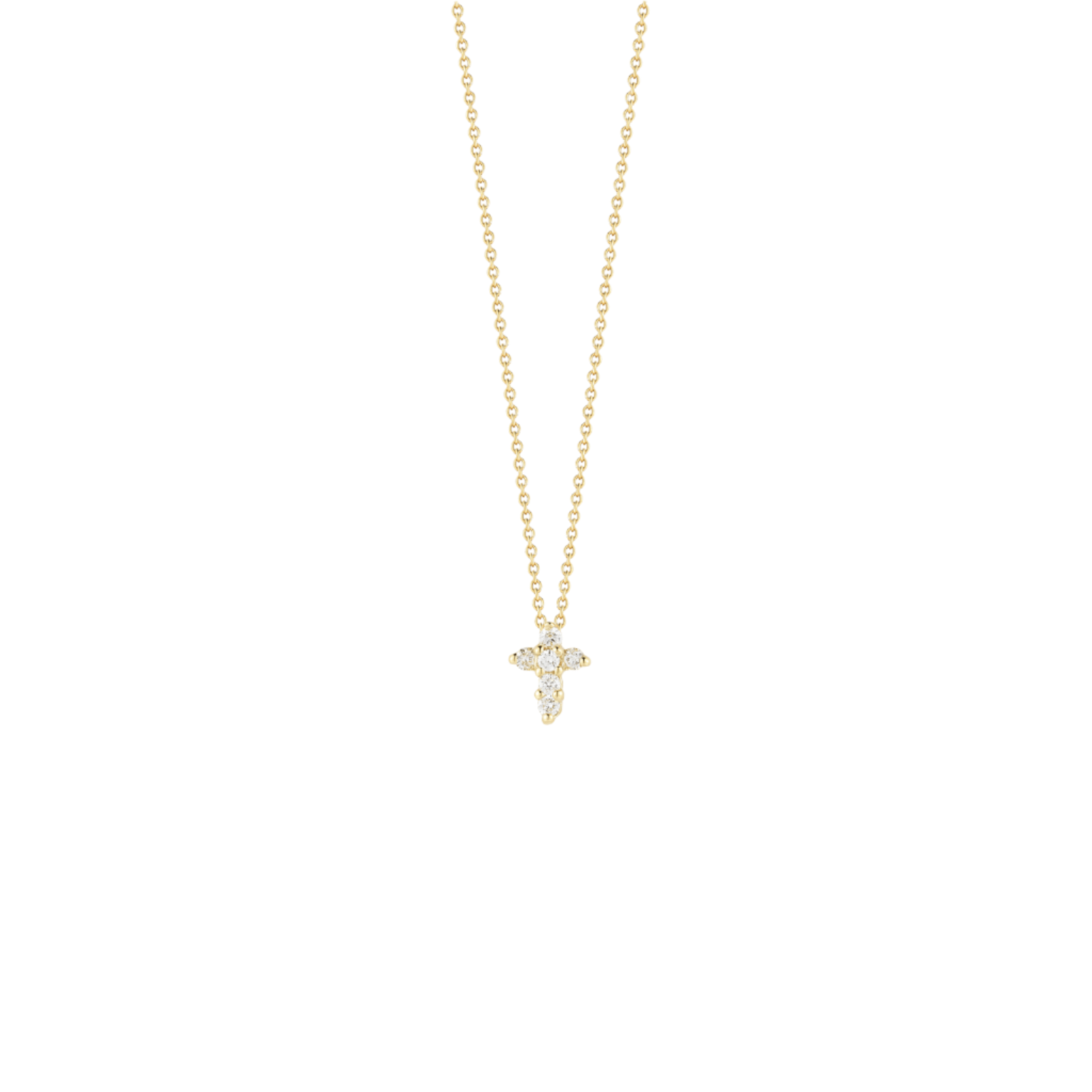 18KY Tiny Treasures Small Diamond Baby Cross Necklace