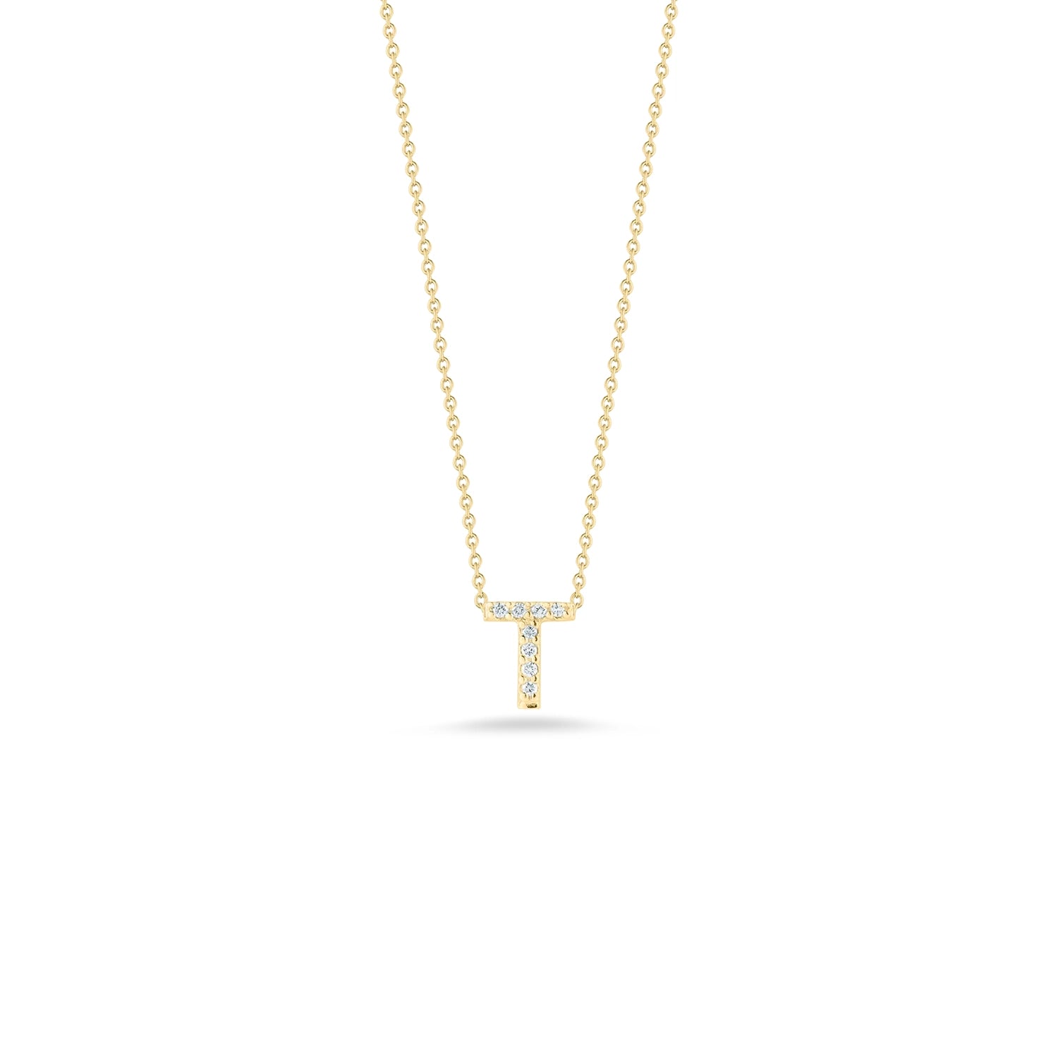18KY Gold Tiny Treasures Diamond Love Letter "T" Necklace