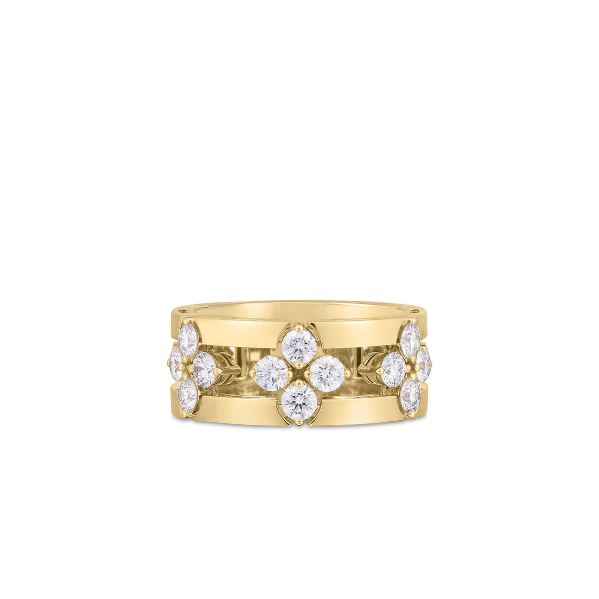 Roberto Coin 18K Yellow Gold Love In Verona Diamond Open Frame Ring 0.99ctw