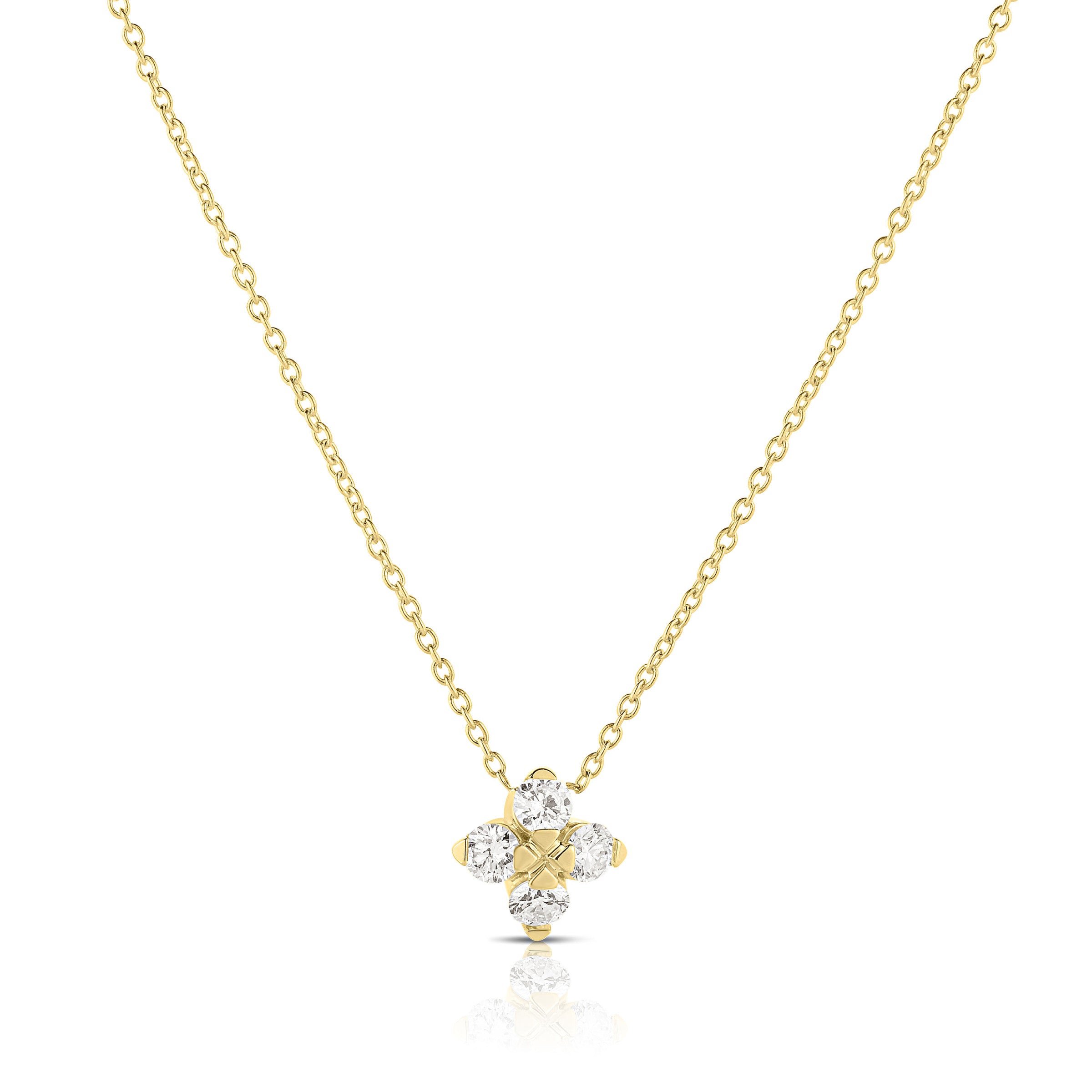 Roberto Coin 18K Yellow Gold Love In Verona Flower Pendant 0.27ctw